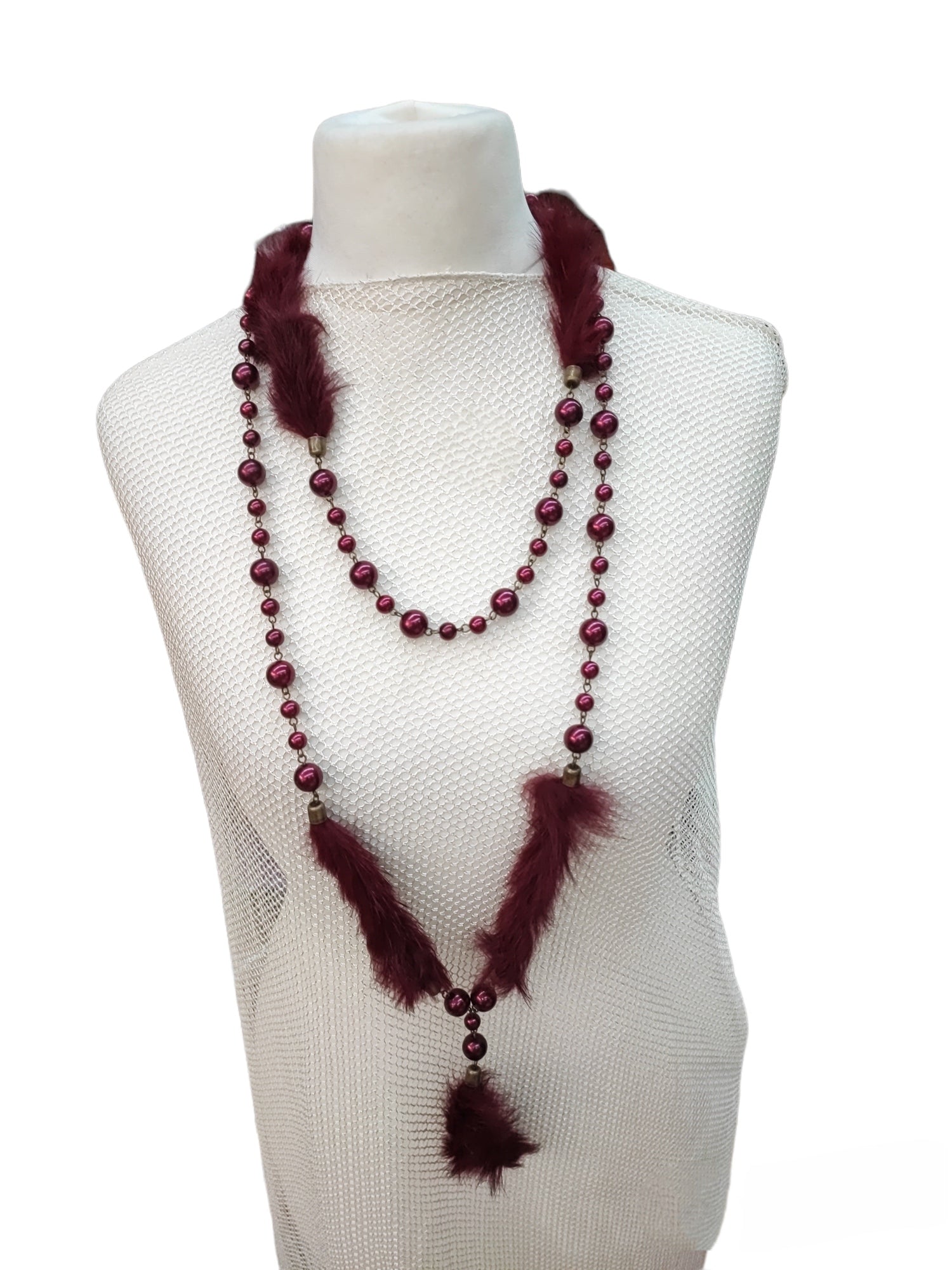 Collier fantaisie plume de perle(x6)