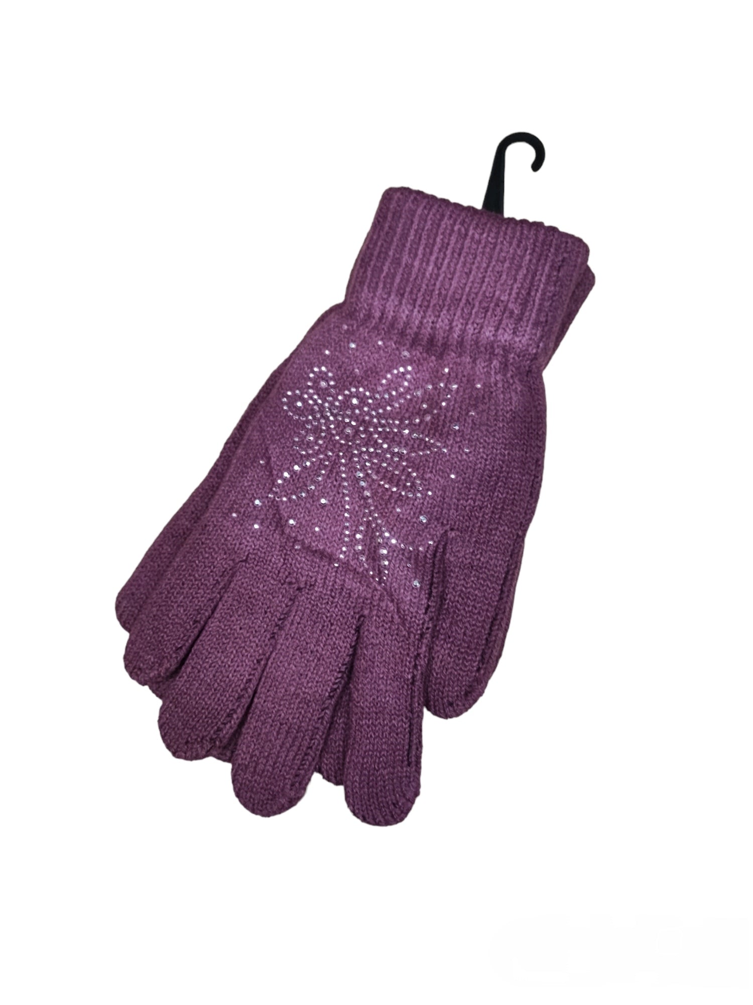 Gants Femme motif strass fleur (x12)