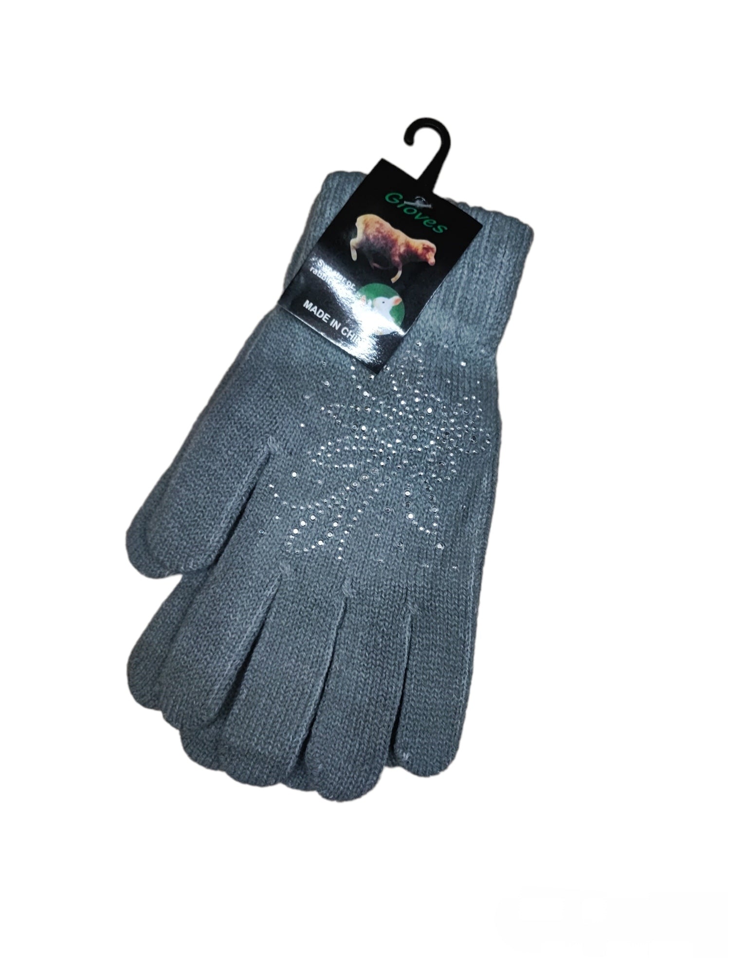 Gants Femme motif strass fleur (x12)