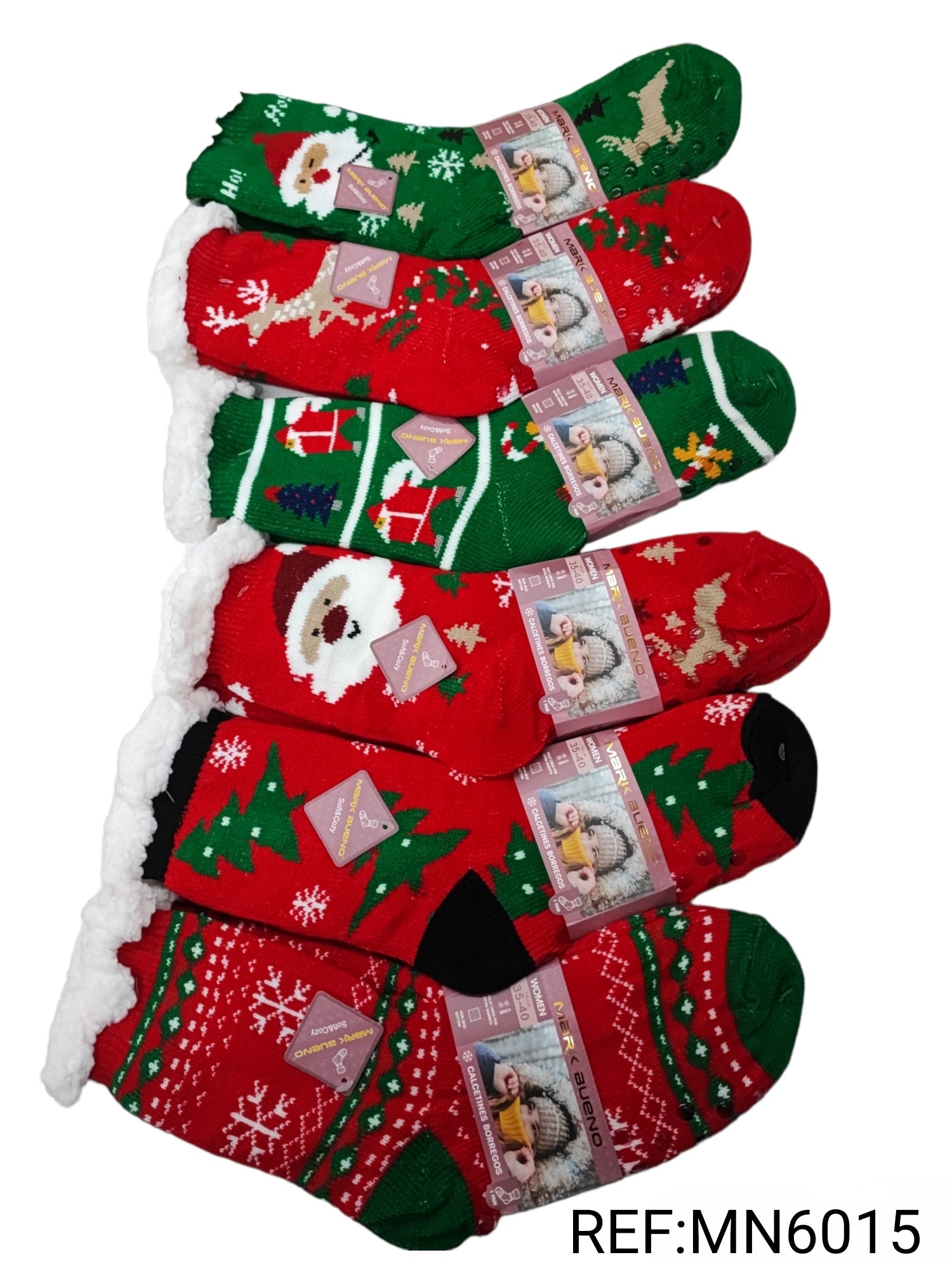 Chaussettes fourrées motif Noël T35- 40  (x12)