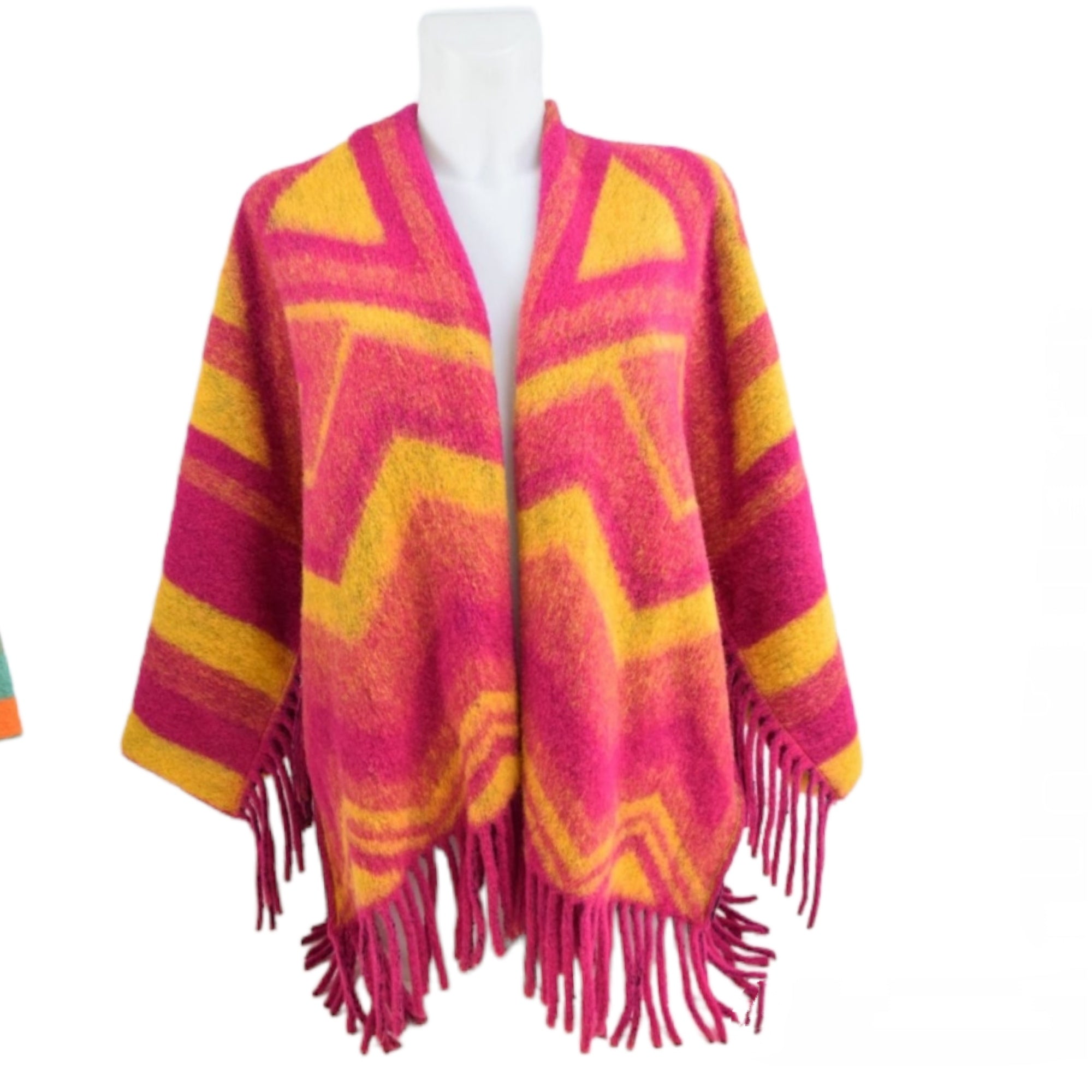 Poncho Laine Motif géométrie (x6)