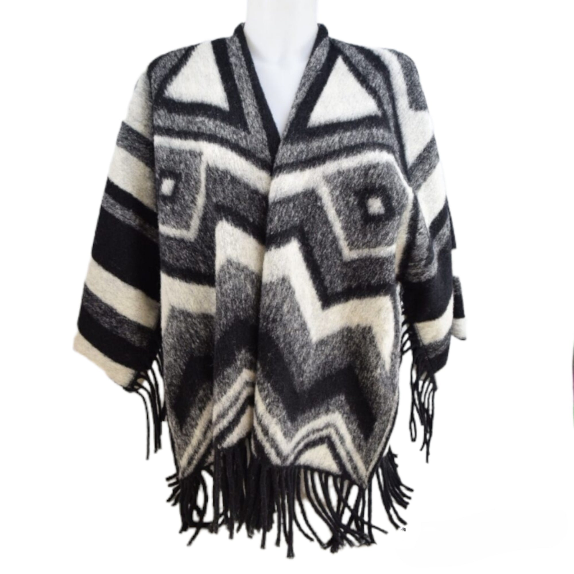 Poncho Laine Motif géométrie (x6)