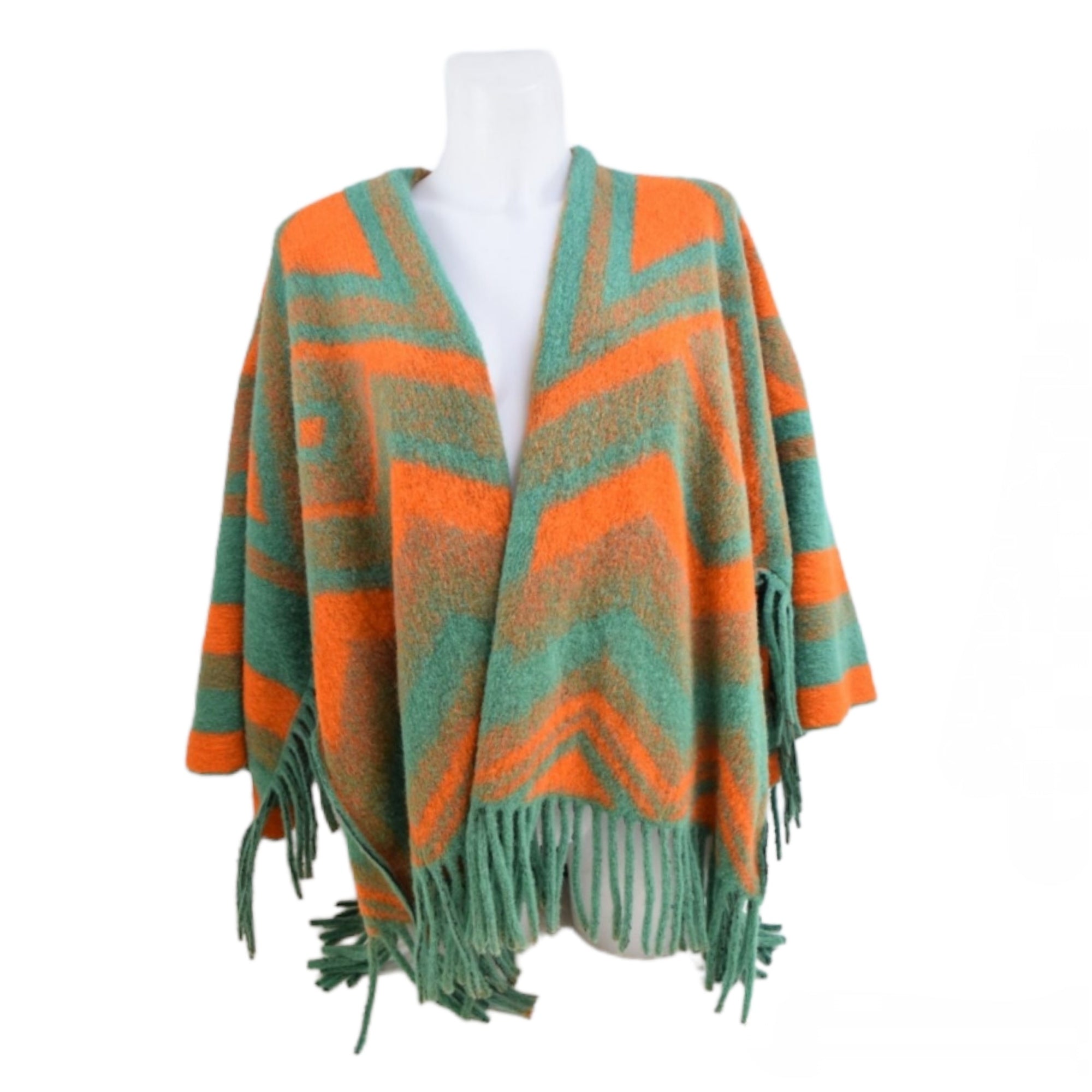 Poncho Laine Motif géométrie (x6)