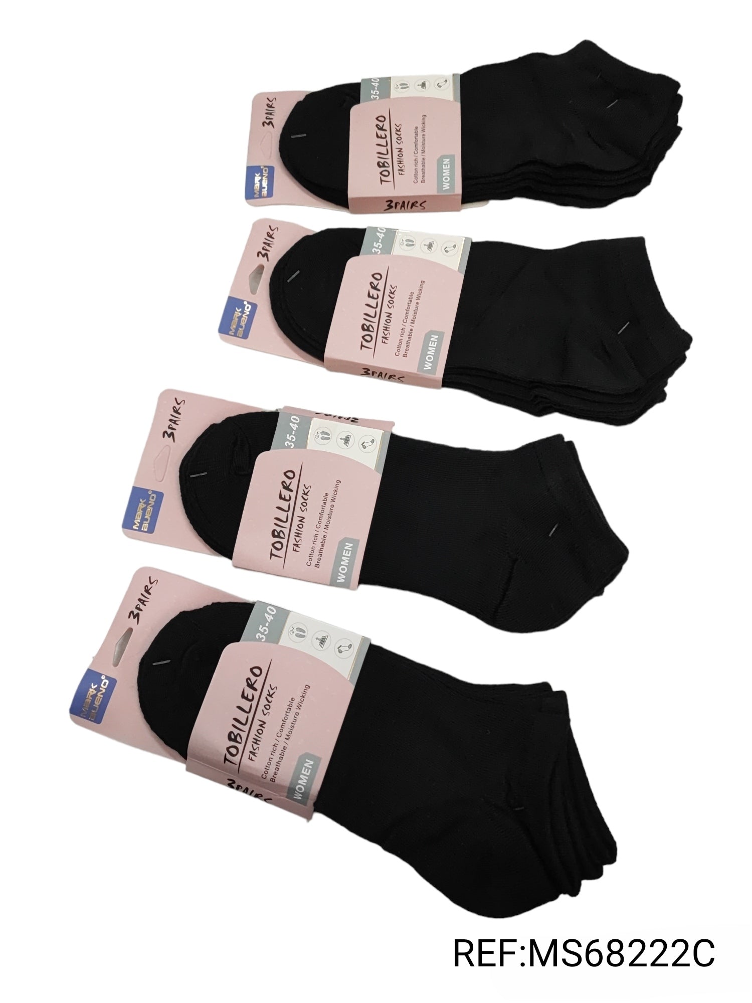 FEMME Chaussettes invisibles 95% coton T35-40  (x24)