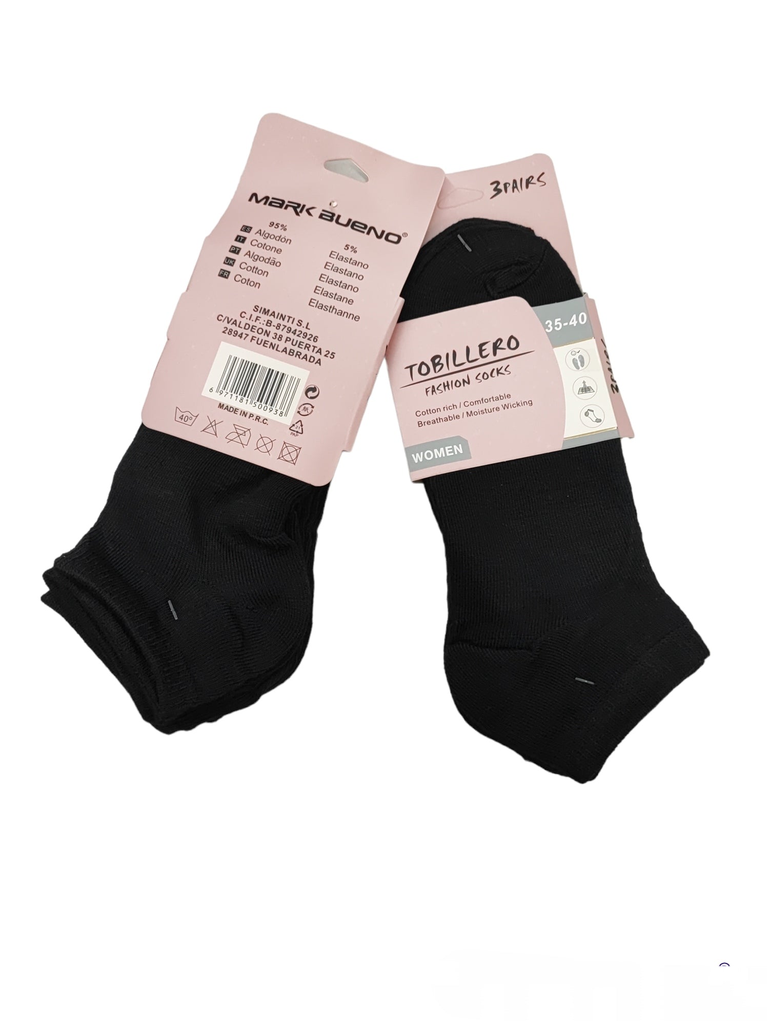 FEMME Chaussettes invisibles 95% coton T35-40  (x24)