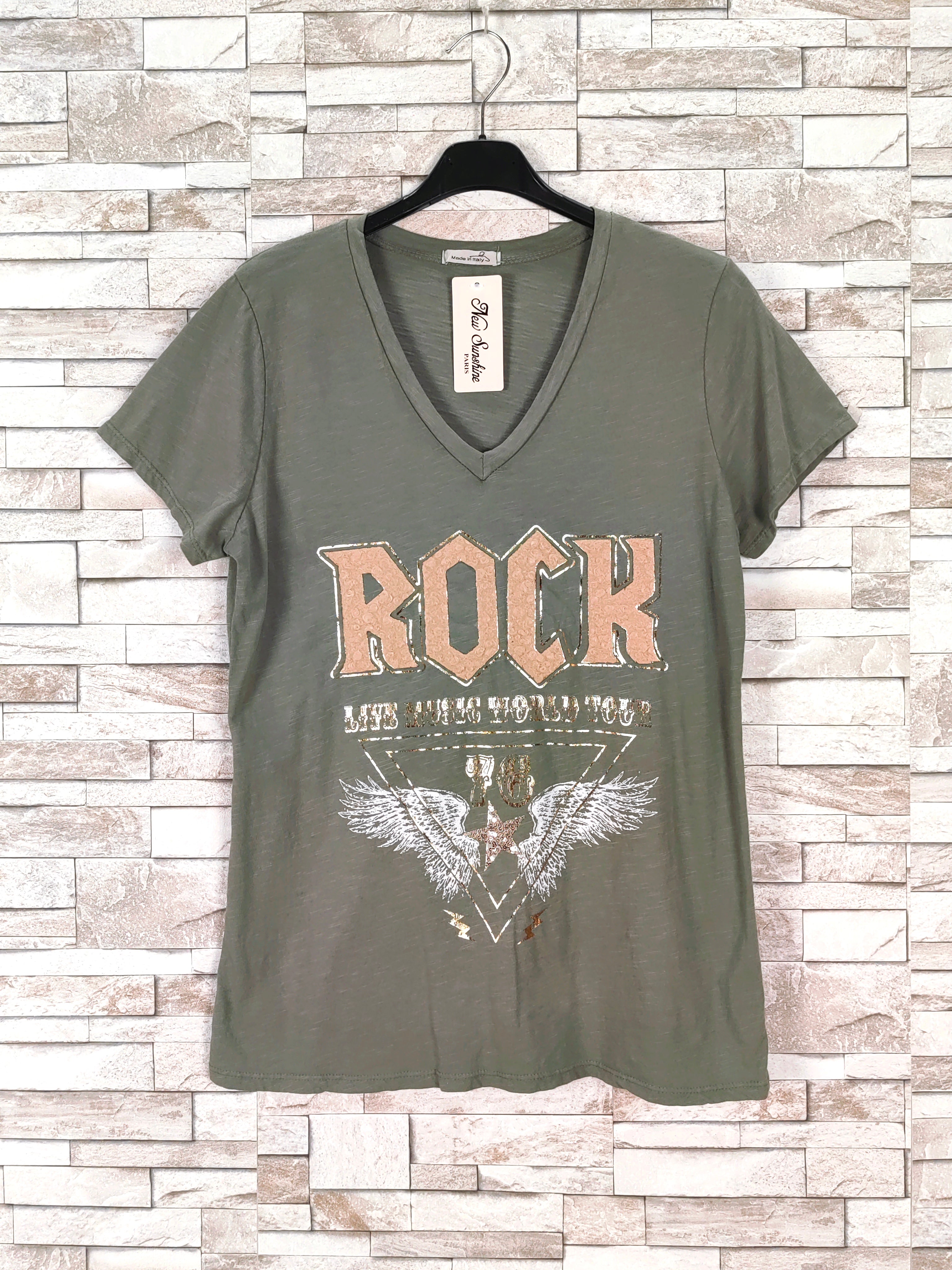 T-shirt col v "Rock"
(
X9)