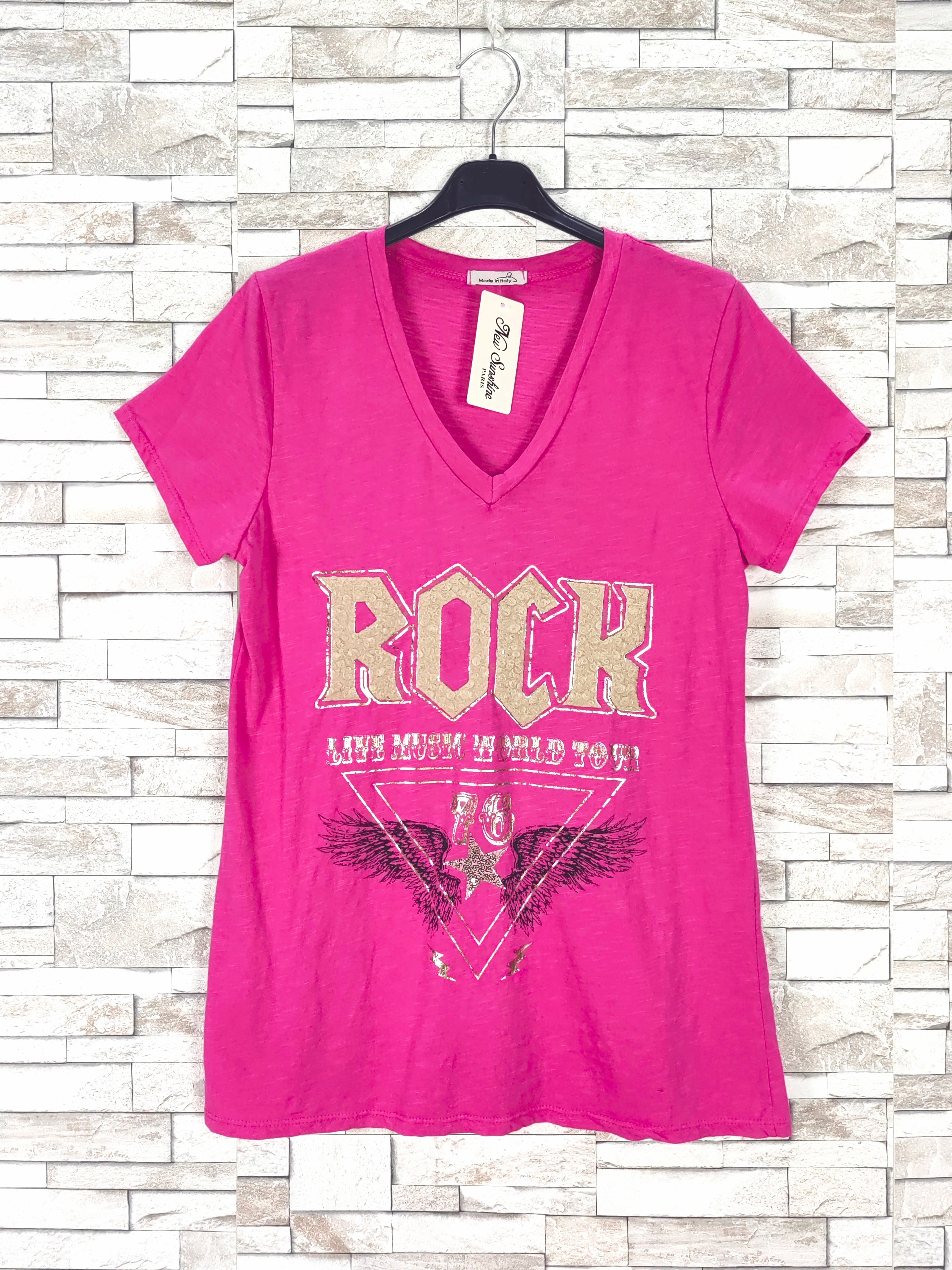 T-shirt col v "Rock"
(
X9)