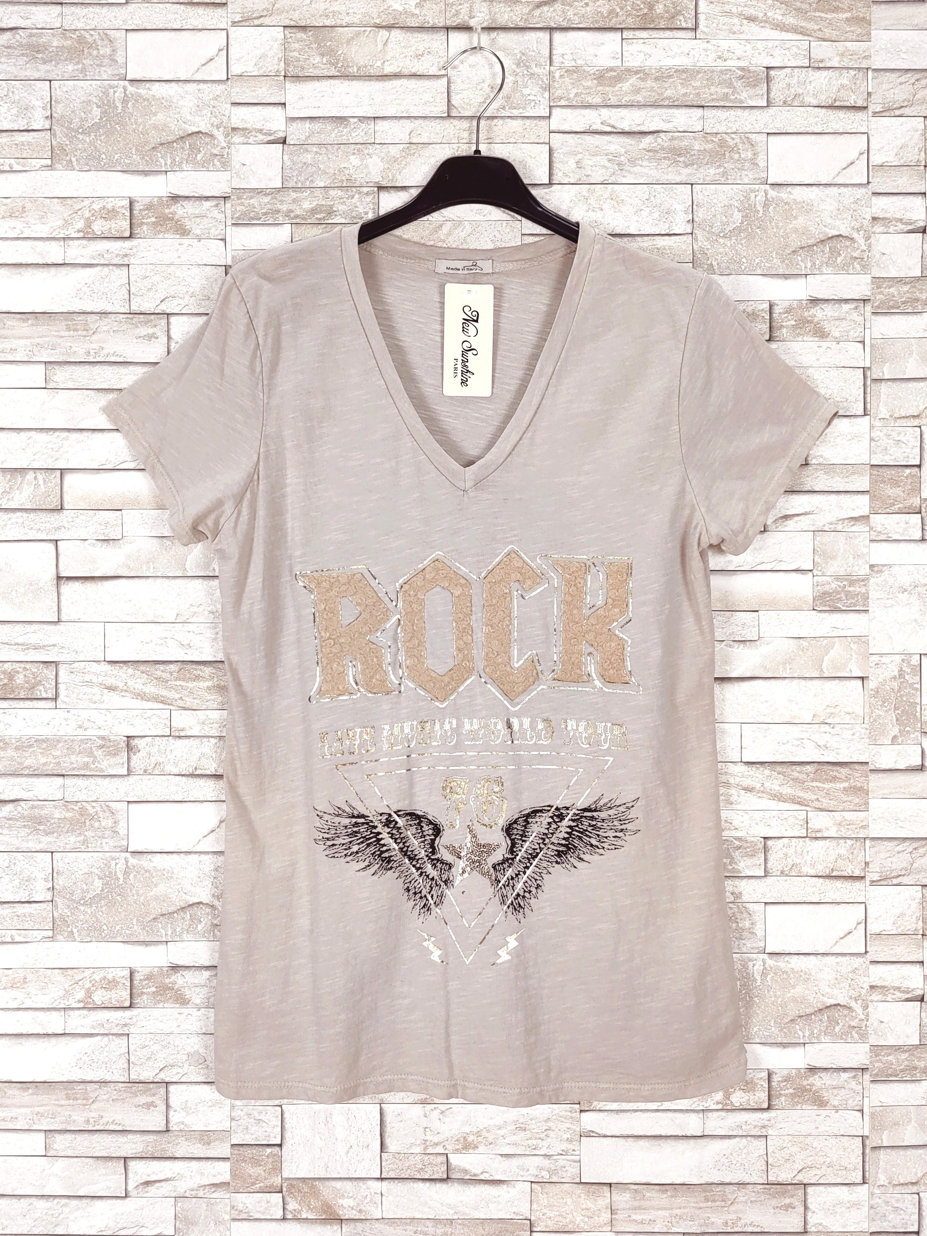 T-shirt col v "Rock"
(
X9)