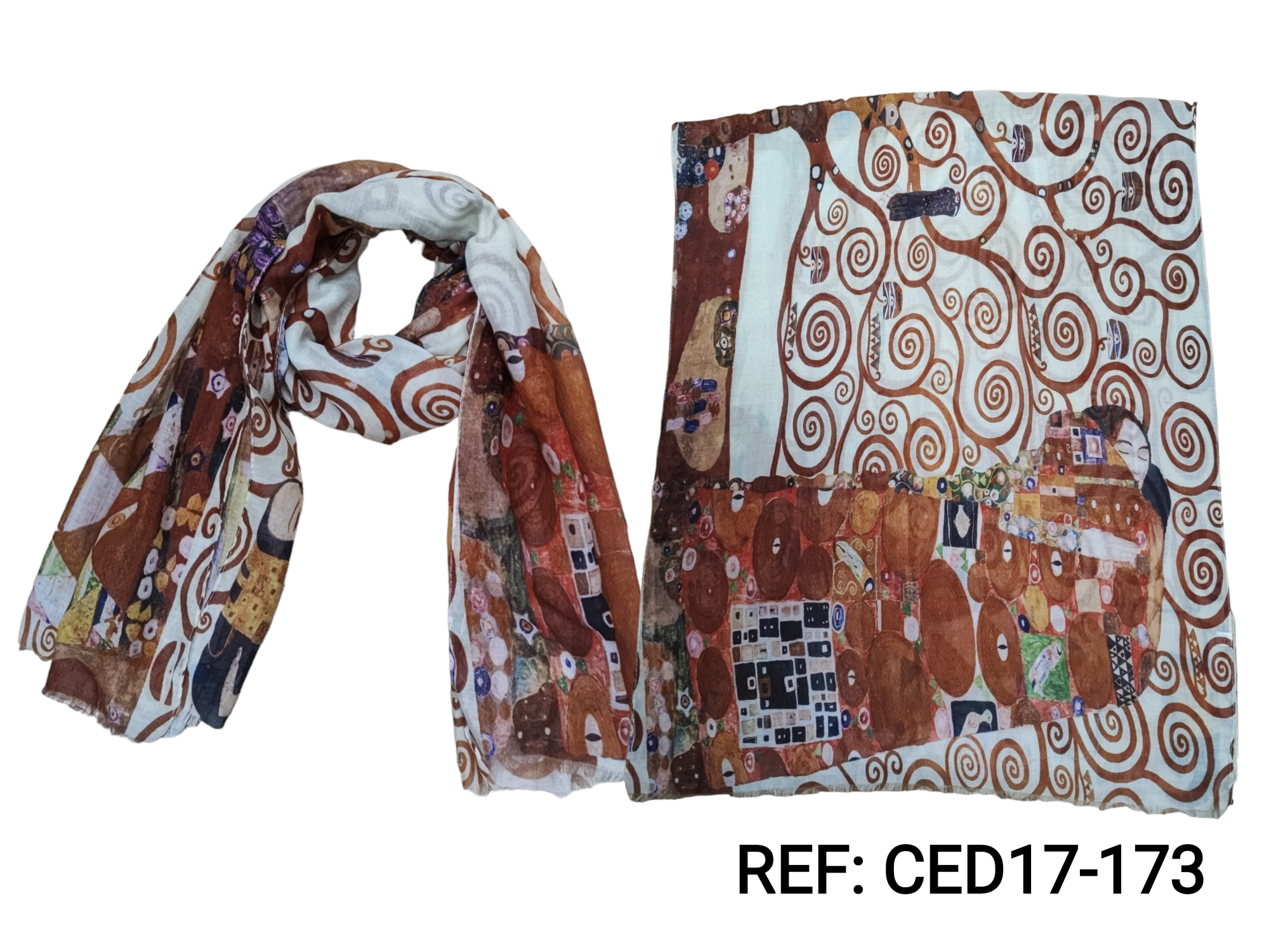 Foulard étole tableau Klimt Arbre de vie (x3)