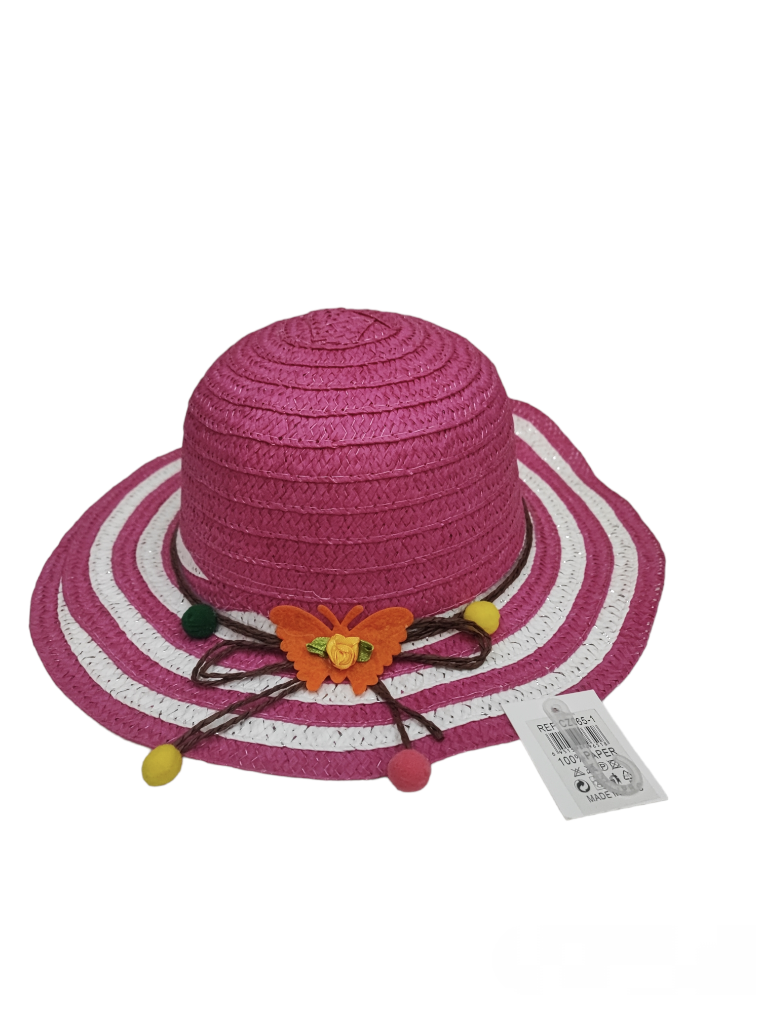 Chapeaux de paille taille enfant motif  Papillon(x12)