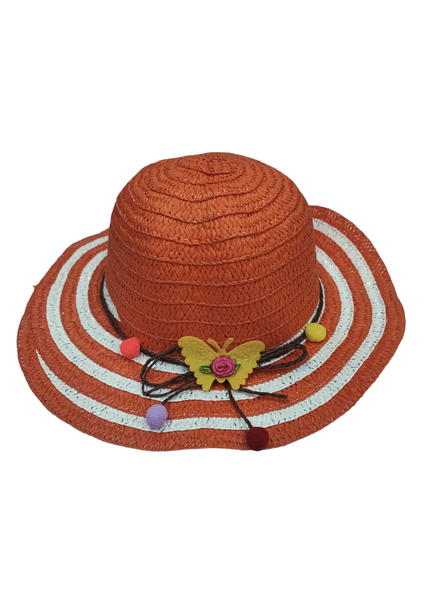 Chapeaux de paille taille enfant motif  Papillon(x12)