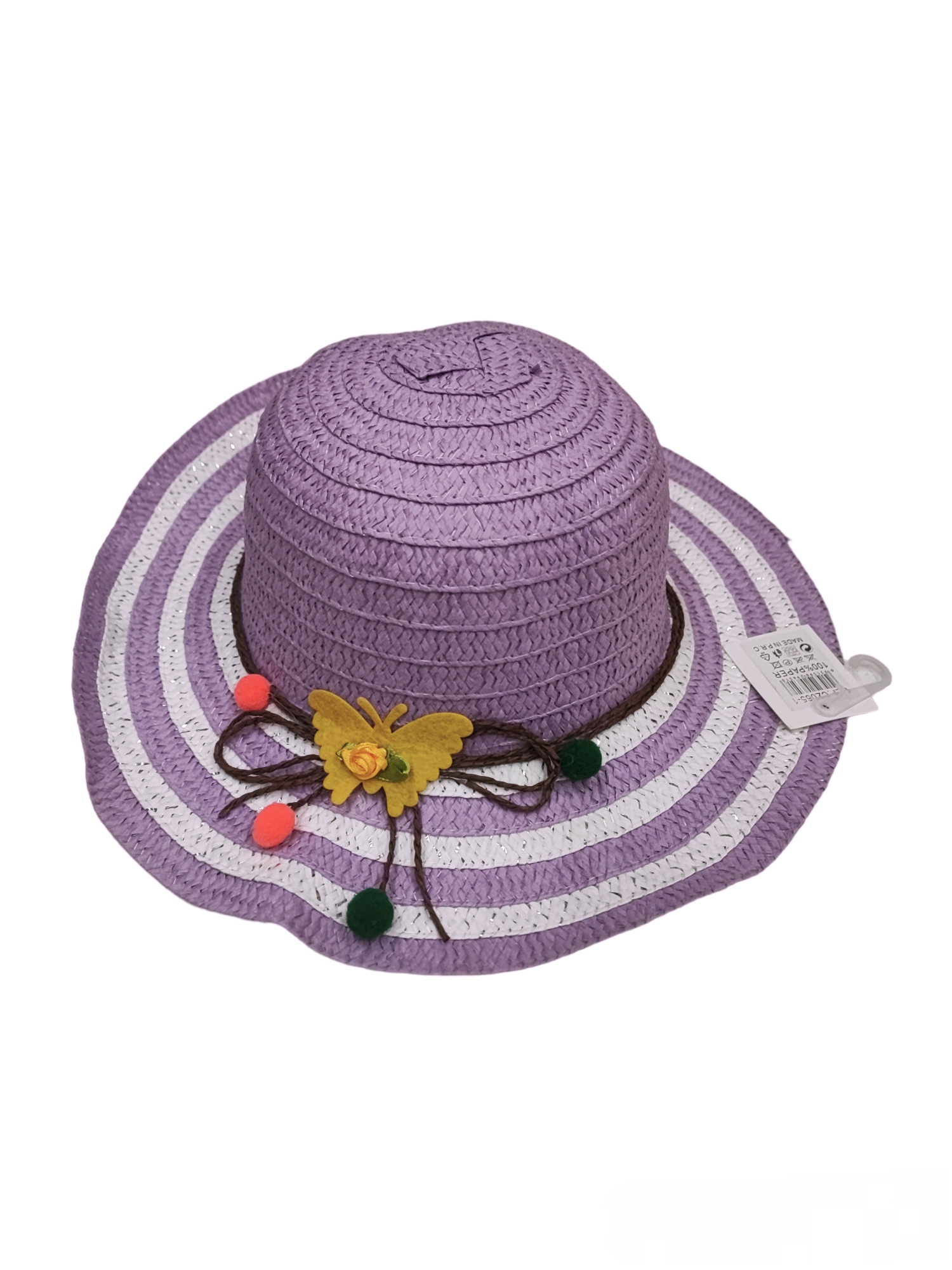 Chapeaux de paille taille enfant motif  Papillon(x12)