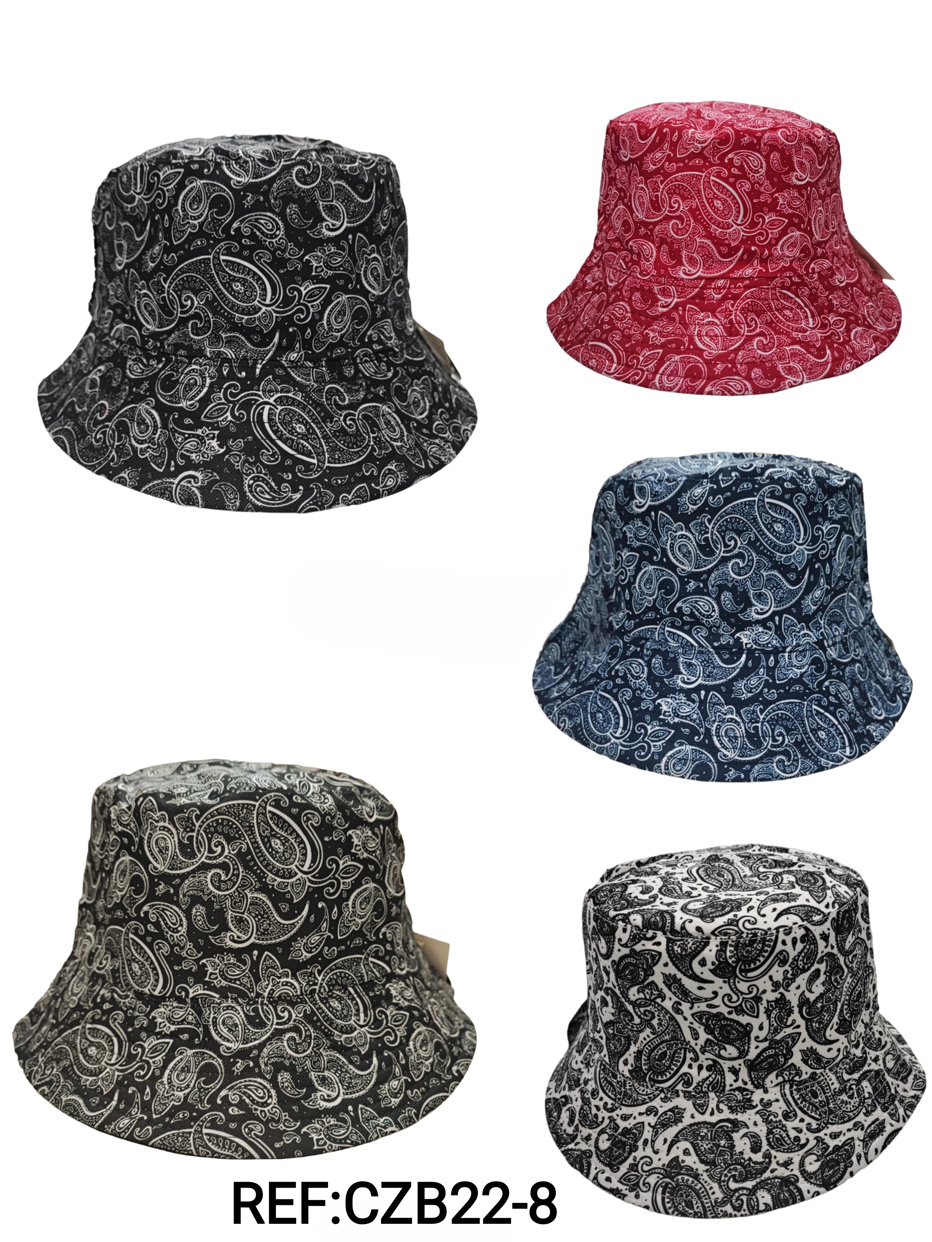 Chapeaux bob réversible motif paisley (x12)