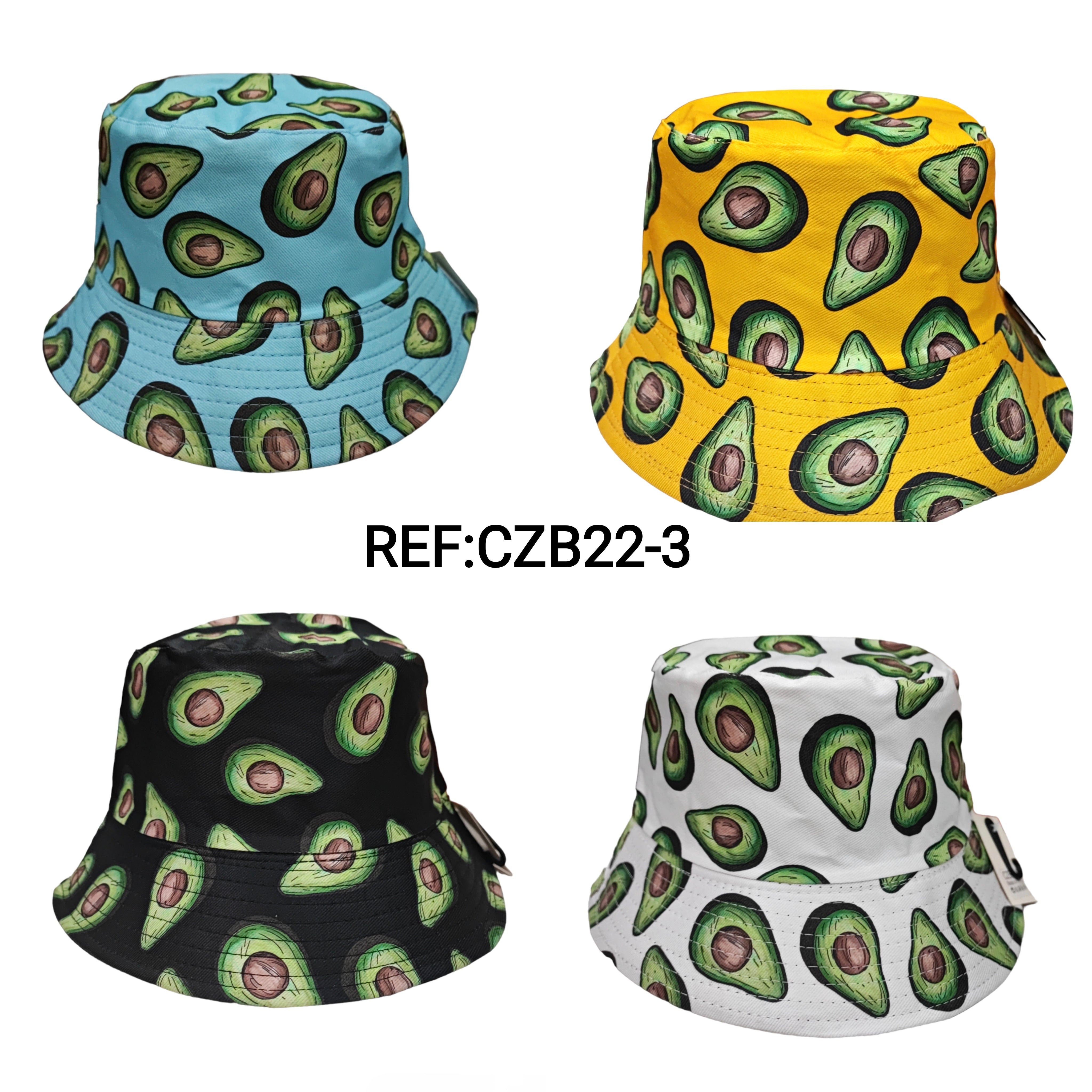 Chapeaux bob réversible motif avocat (x12)