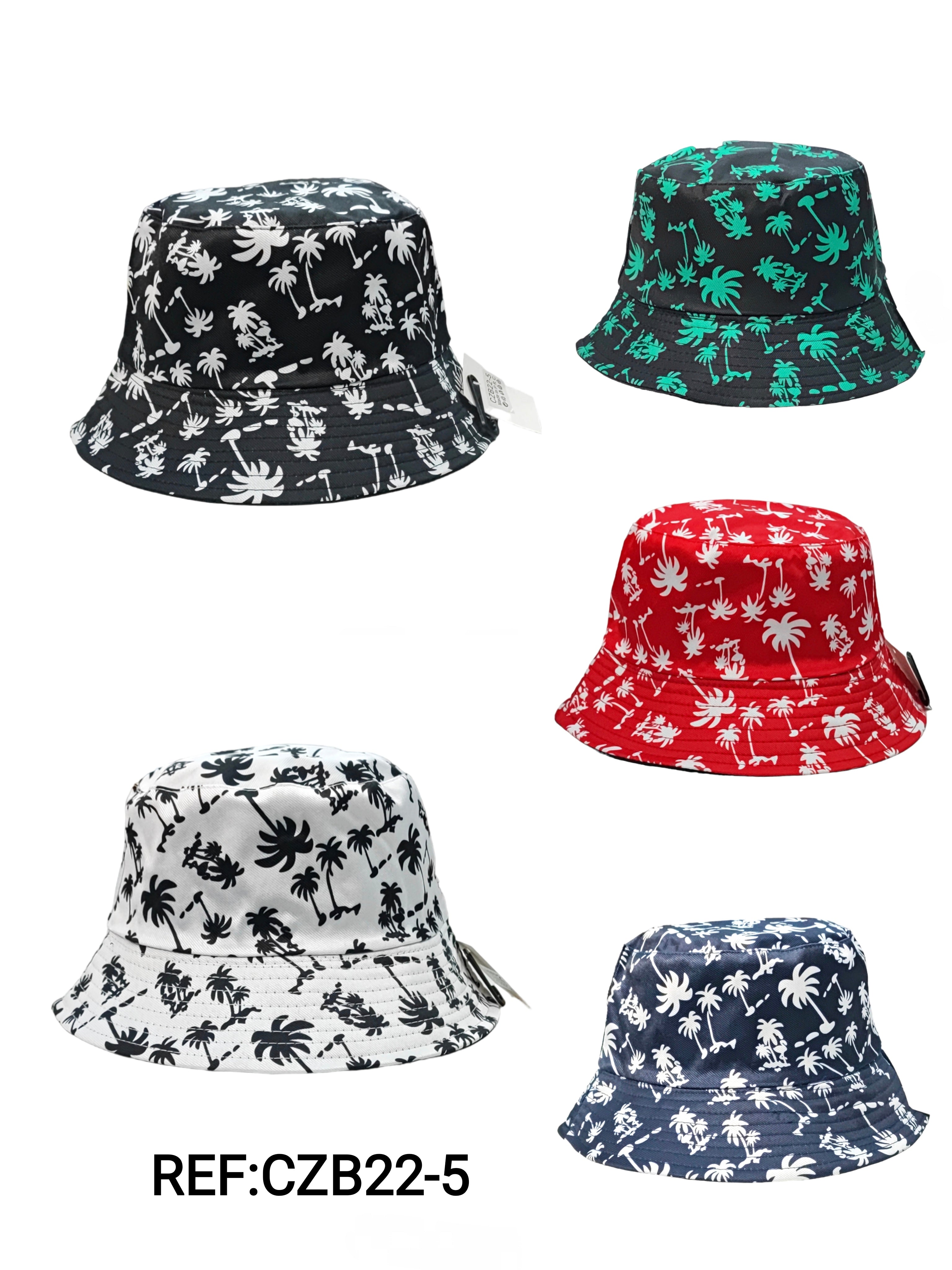 Chapeaux bob réversible motif cocotier (x12)