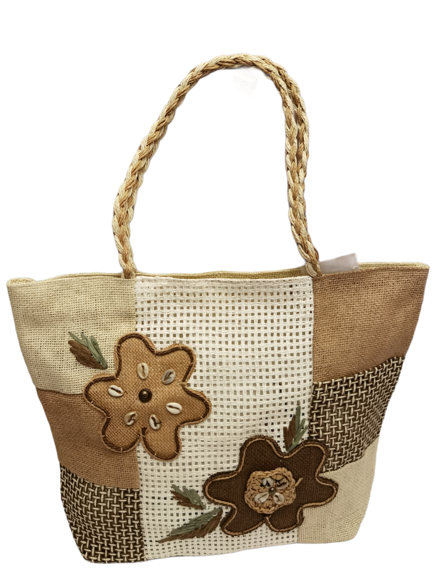 Sac paille fourre-tout fleur (x6)