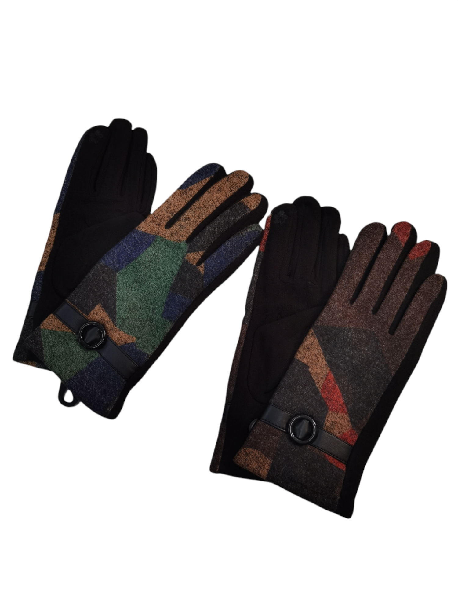LOT DE 12 - Gants tactiles motif carreaux
