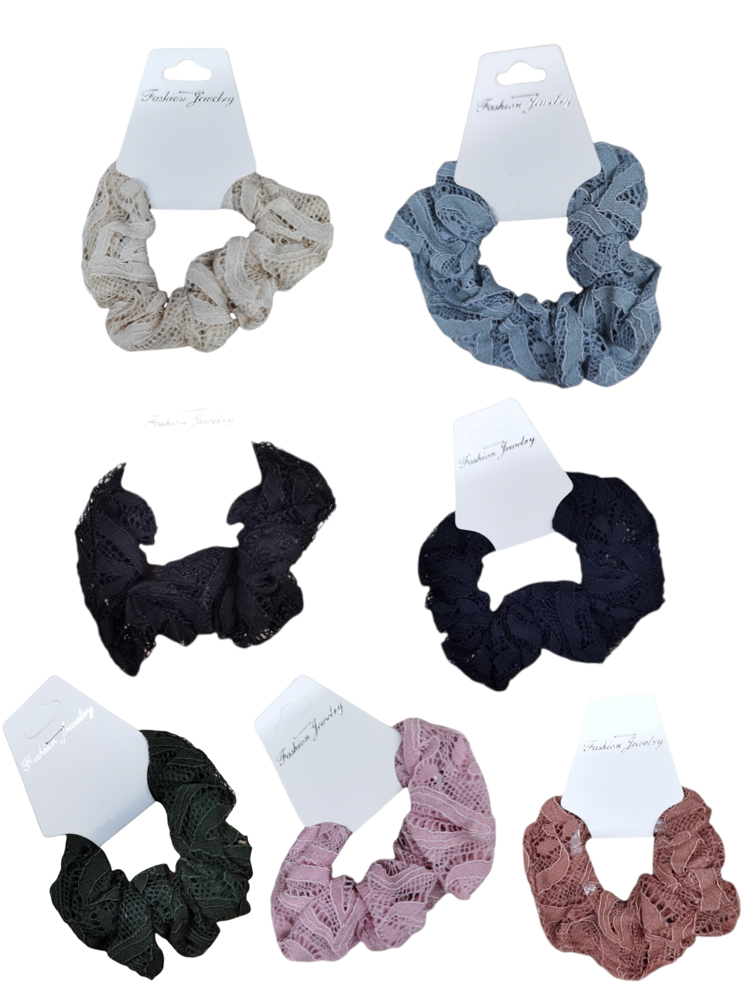 Chouchou élastique  Scrunchie froufrou Dentelle    (x12)