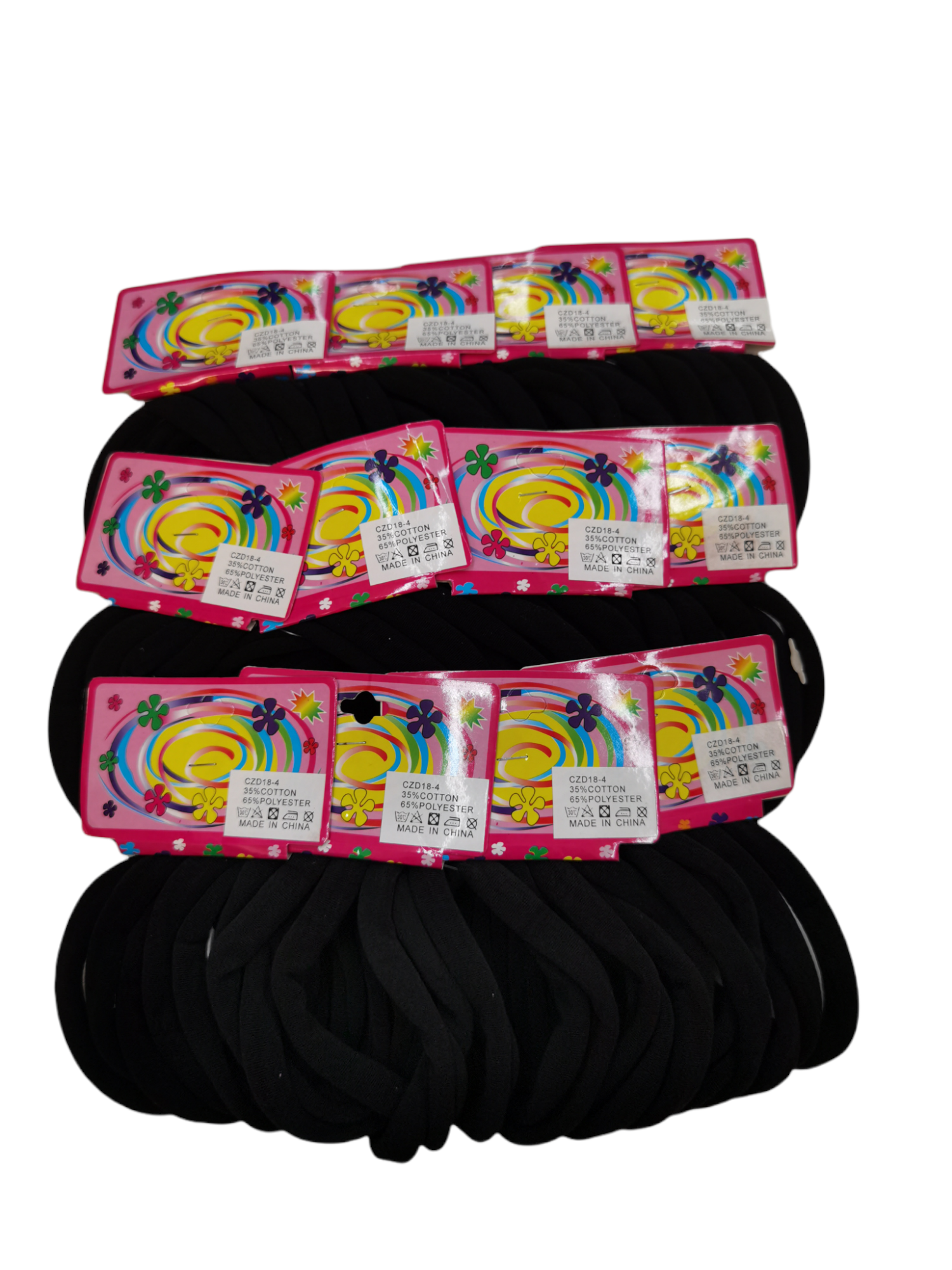 Paquet de 12 Élastiques noirs simples (x6)