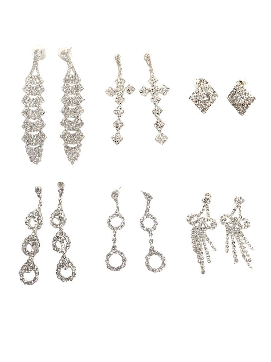 LOT DE 12 - Boucles d'oreilles glamour strass 2,00€/paire | Grossiste-pro