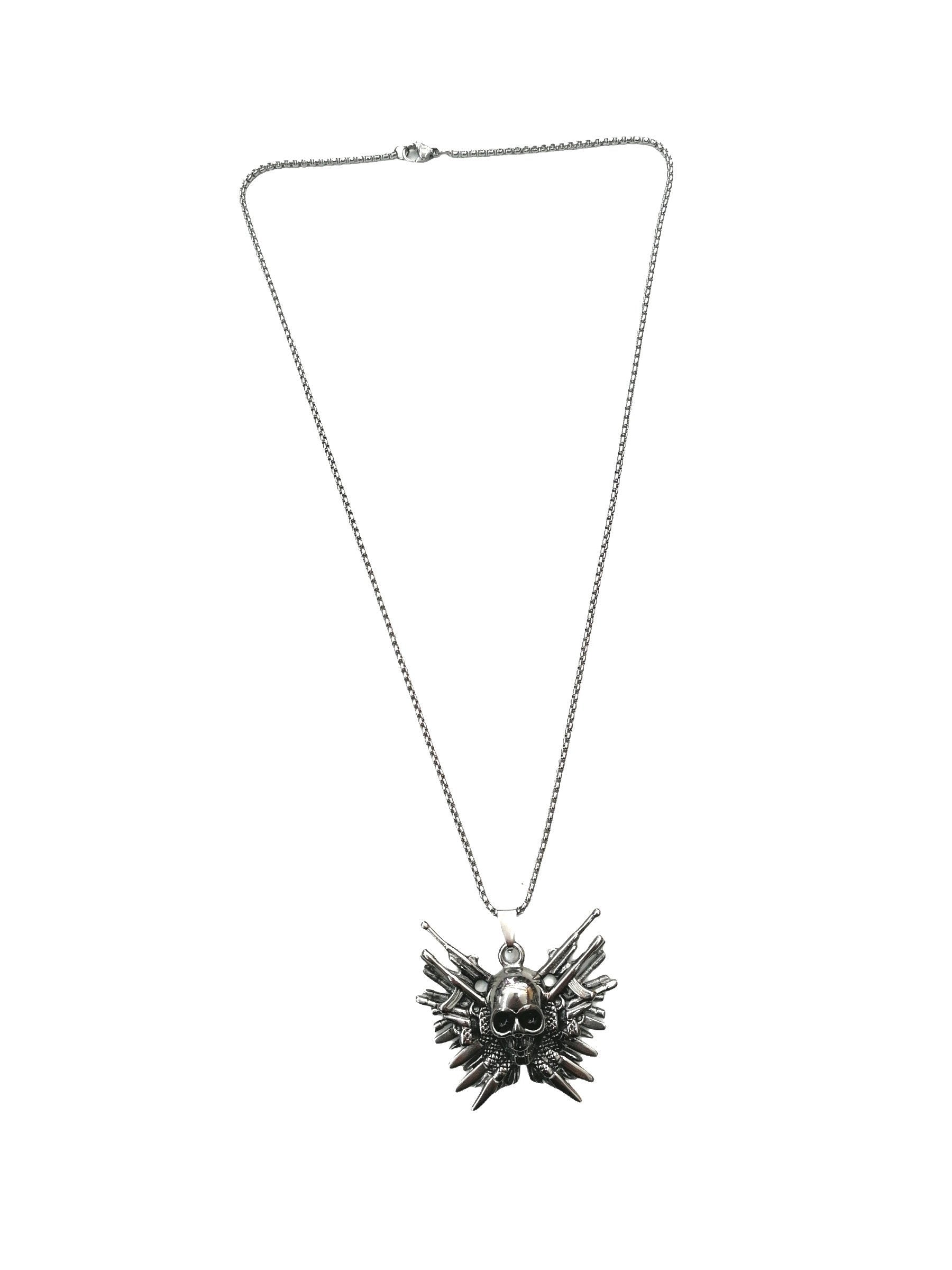 HOMME - LOT DE 2 - Collier pendentif tête de mort INOX 5,00€/unité | Grossiste-pro