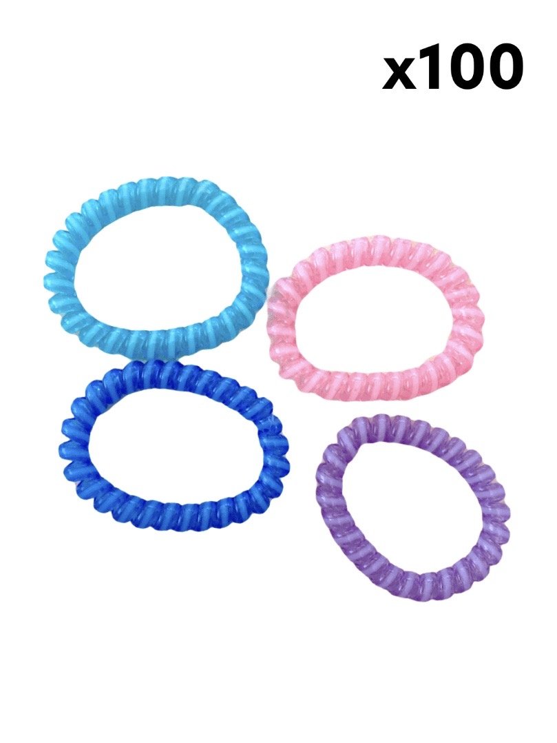 Élastiques cheveux spirales DUO invisible (x100) 0,09€/unité | Grossiste-pro