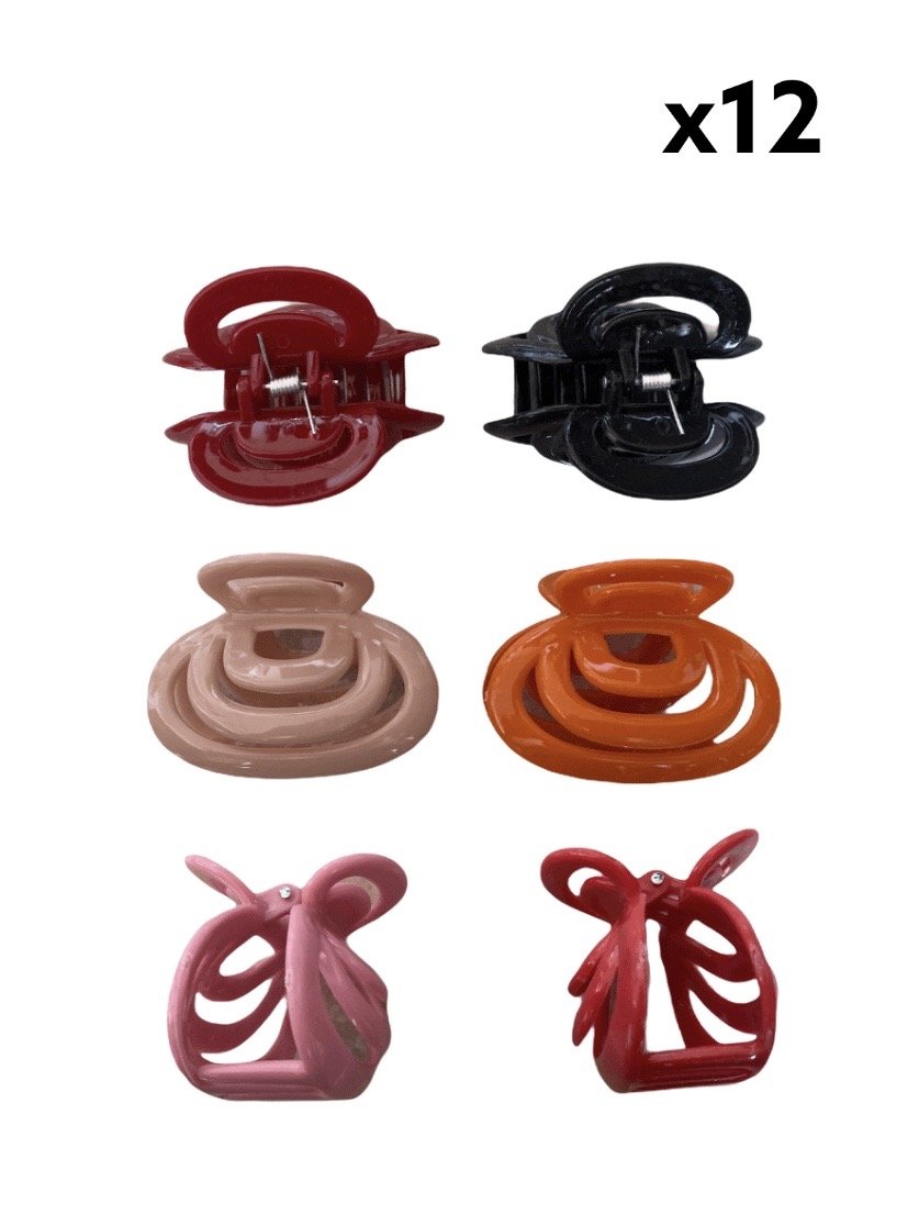 LOT DE 12 - Pinces crabes cheveux forme arrondie 0,50€/unité | Grossiste-pro