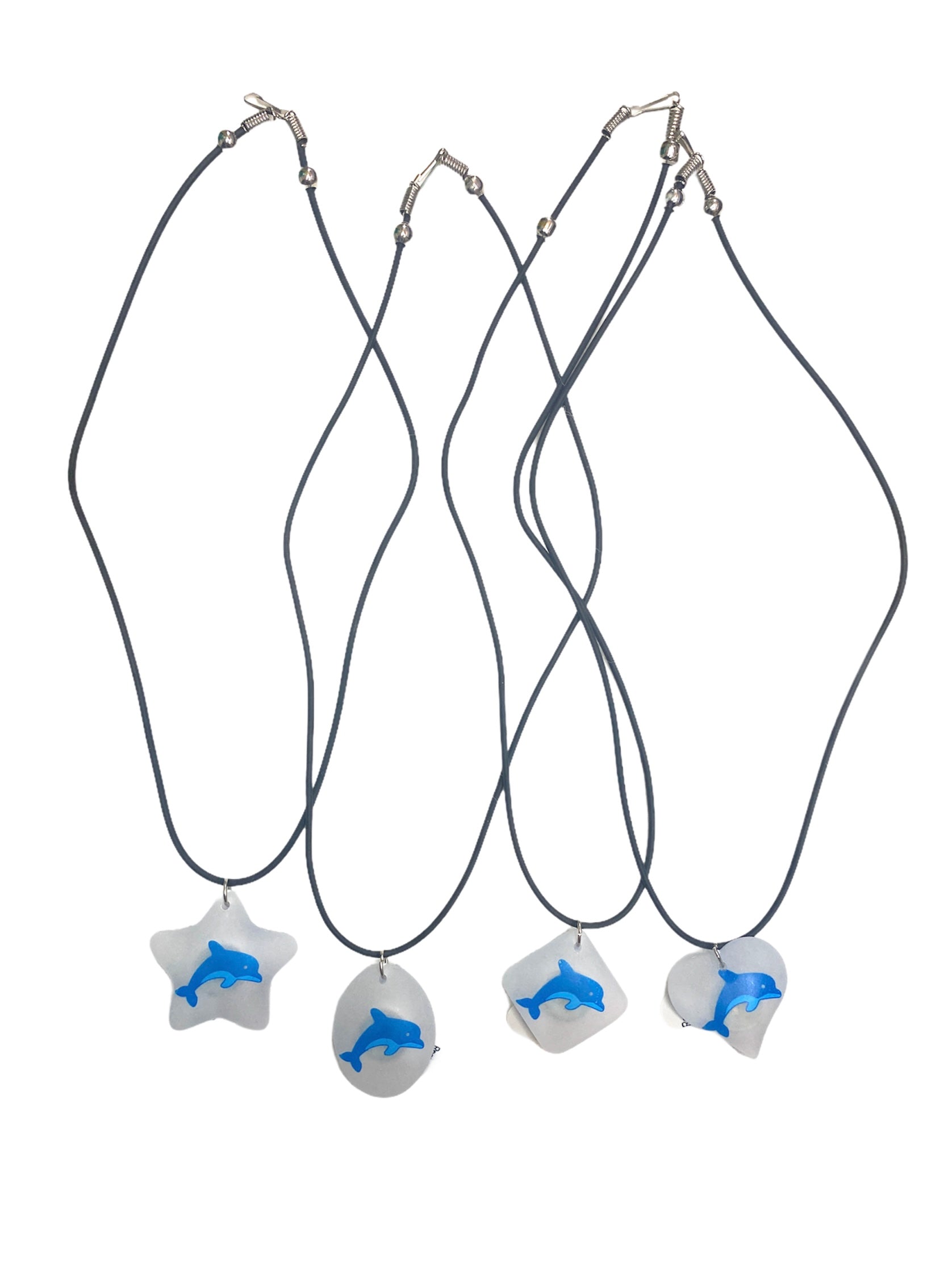 Collier pendentif translucide dauphin (x24)