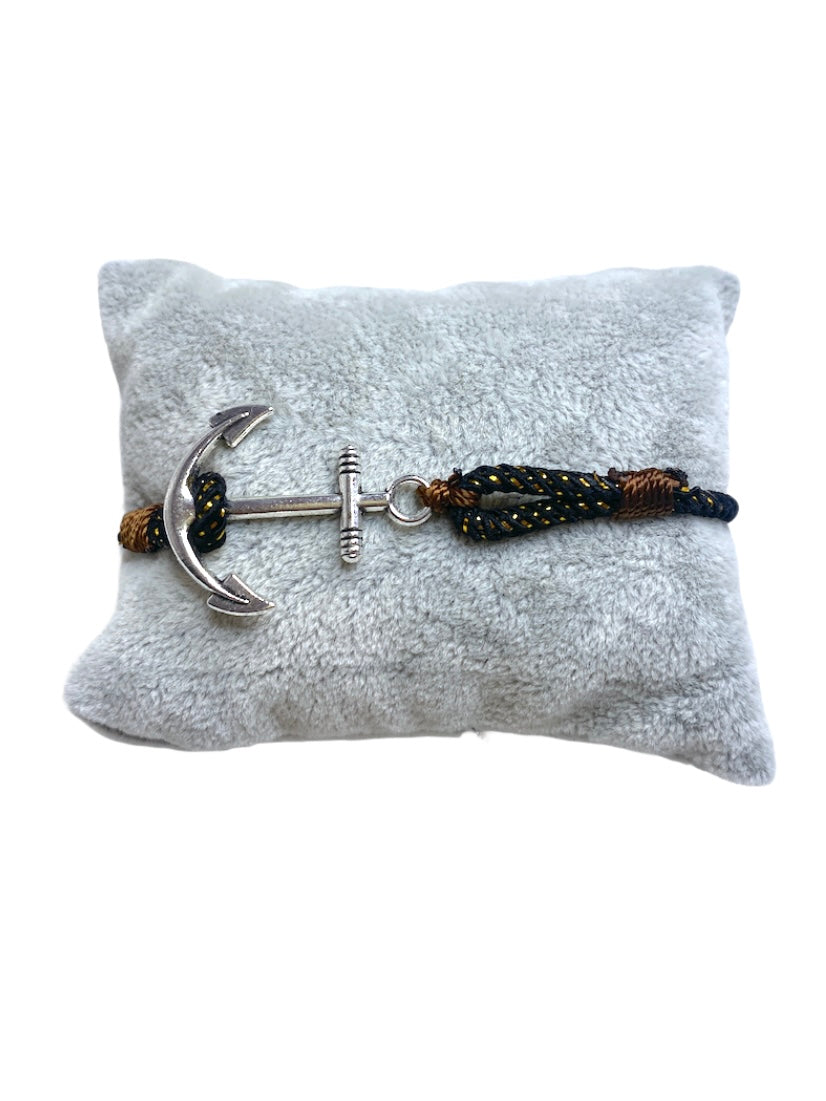 Bracelet ancre fil noir (x6)