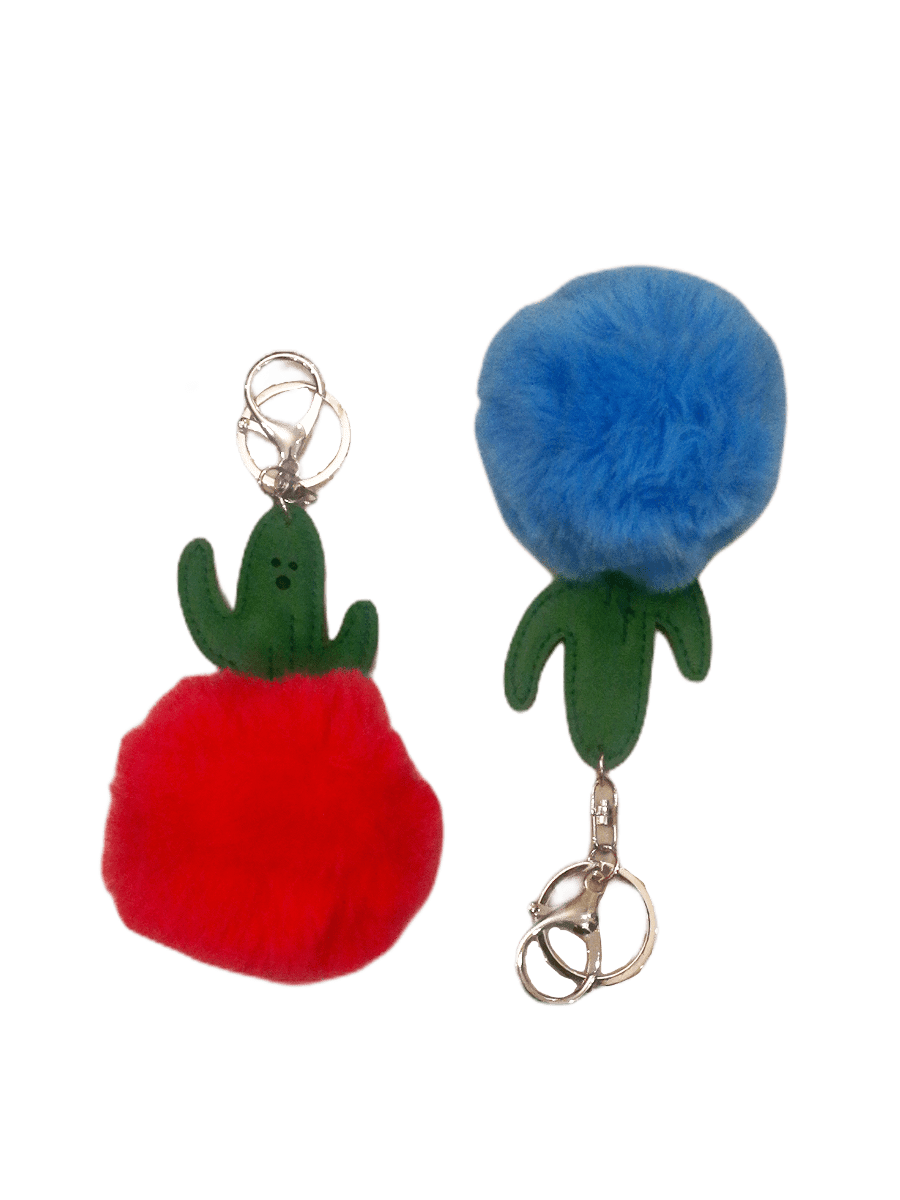 LOT DE 12 - Porte-clé cactus pompon fourrure 1,80€/unité | Grossiste-pro
