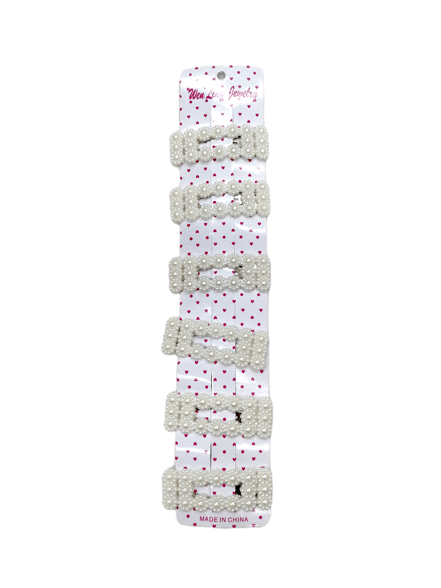 LOT DE 12 - Barrettes Pinces perles rectangle fleurs 0,60€/unité | Grossiste-pro