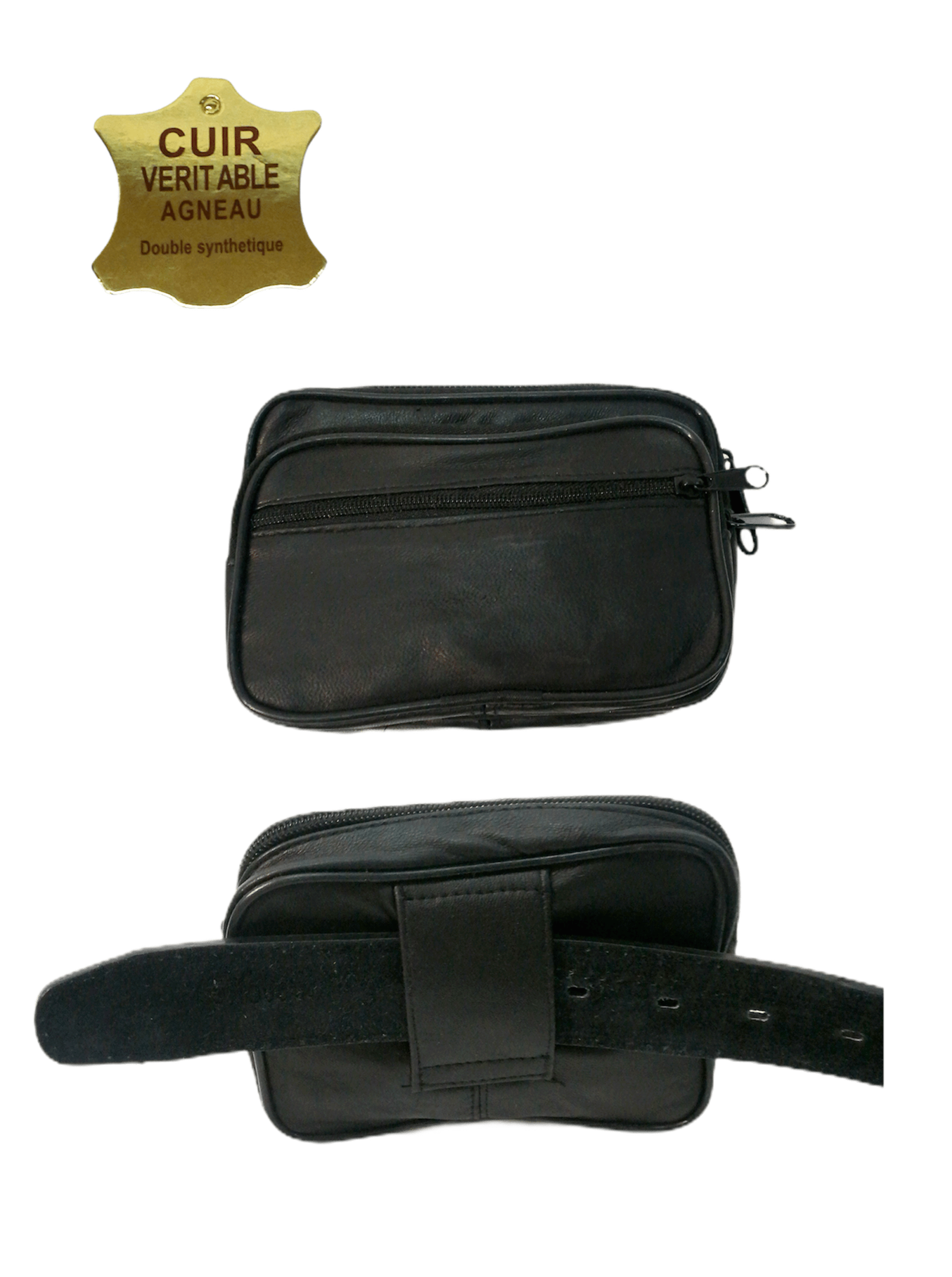 LOT DE 3 - Sacoche tour de taille Cuir Agneau      2,50€/unité | Grossiste-pro