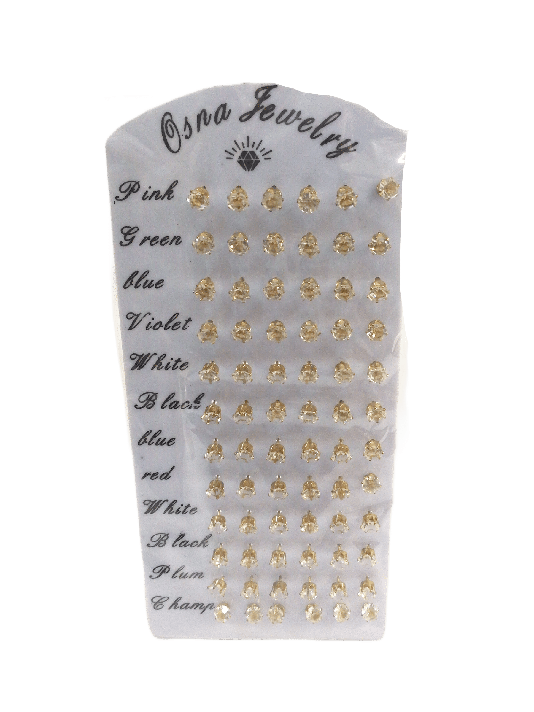 LOT DE 36 - Boucles d'oreilles strass 0,21€/paire | Grossiste-pro