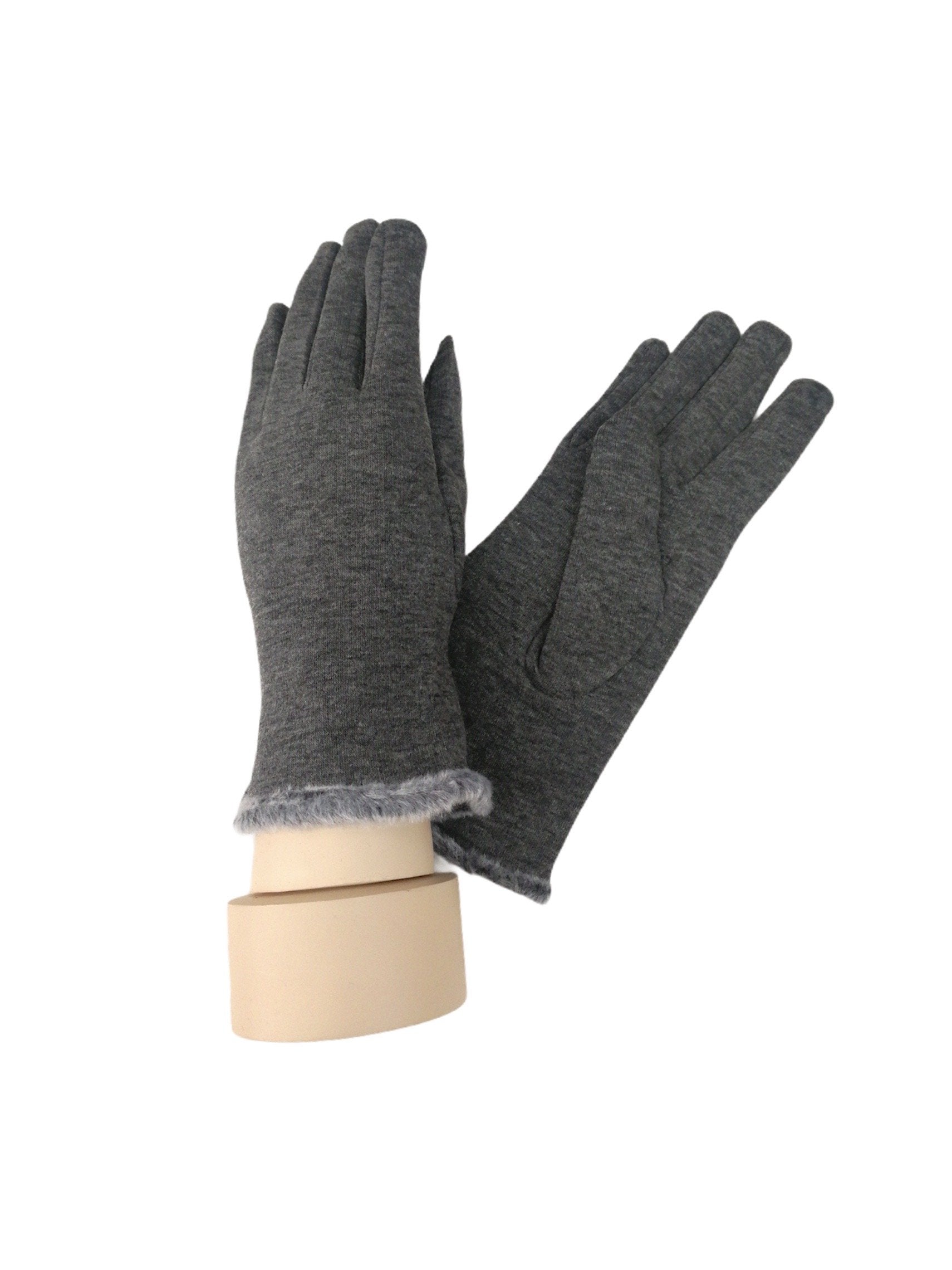 Gants tactiles simples bord fausse fourrure doublure (x12) 2,50€/paire | Grossiste-pro
