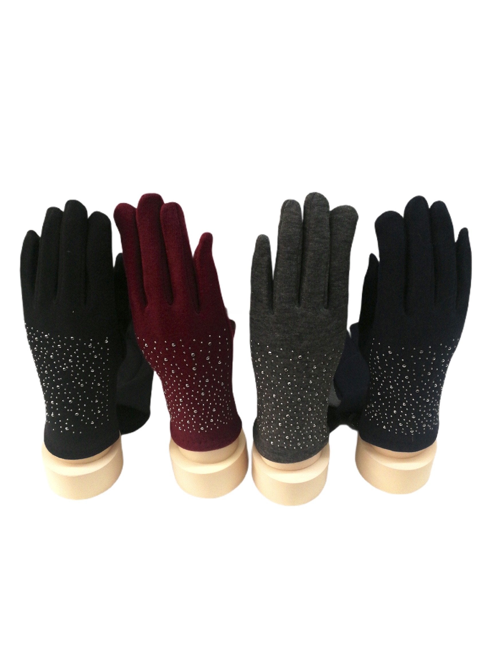 Gants tactiles motif strass doublure (x12) 2,80€/paire | Grossiste-pro