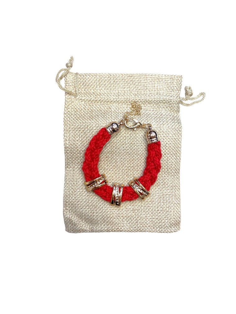 Bracelet tissu tresse N couleurs mélangées (x12)