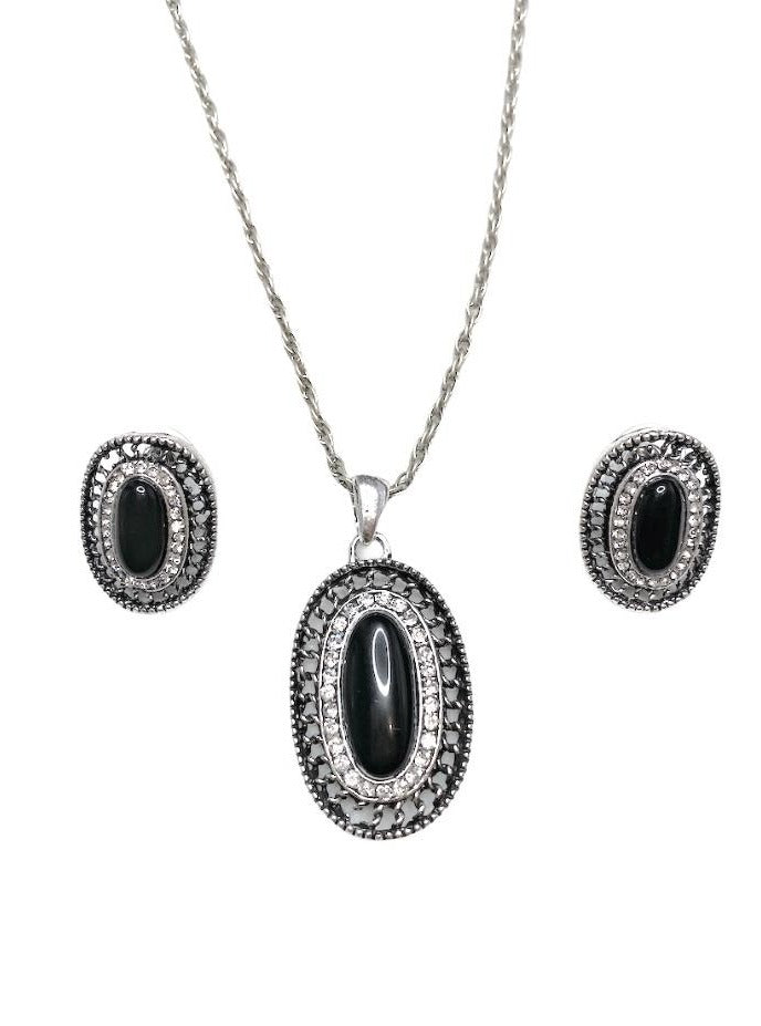 Parure fresque ovale Collier Boucles d'oreilles