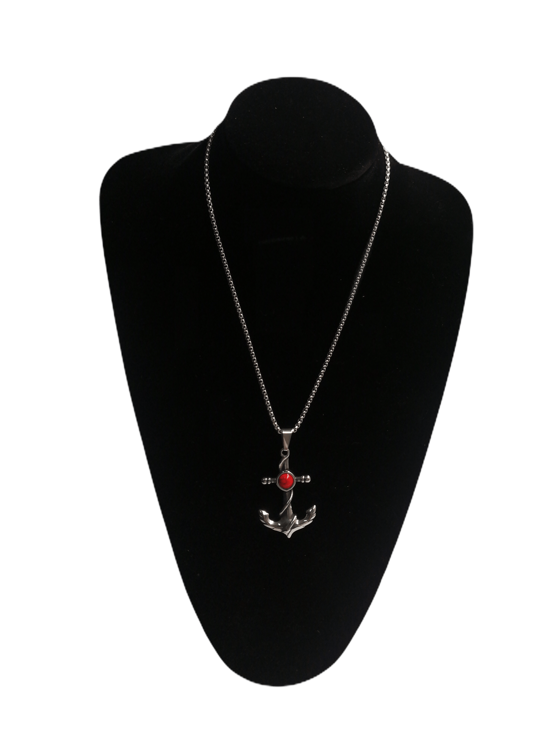 HOMME - LOT DE 2 - Collier pendentif ancre couleur acier inoxydable 5,00€/unité | Grossiste-pro