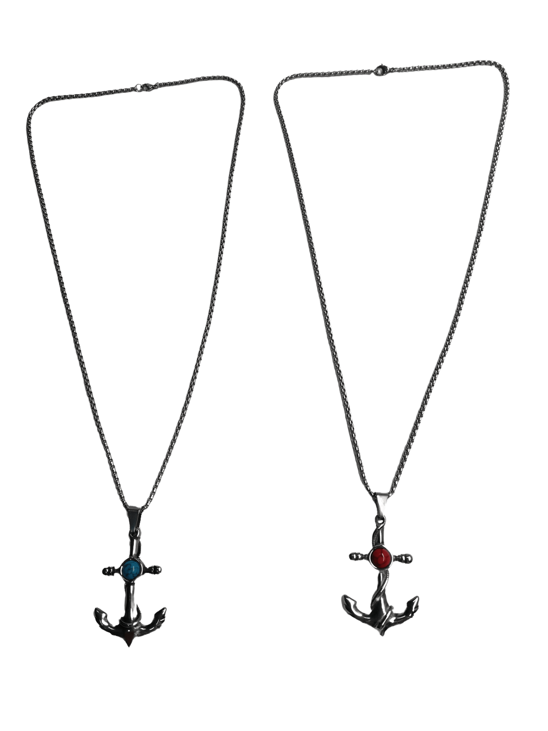 HOMME - LOT DE 2 - Collier pendentif ancre couleur acier inoxydable 5,00€/unité | Grossiste-pro
