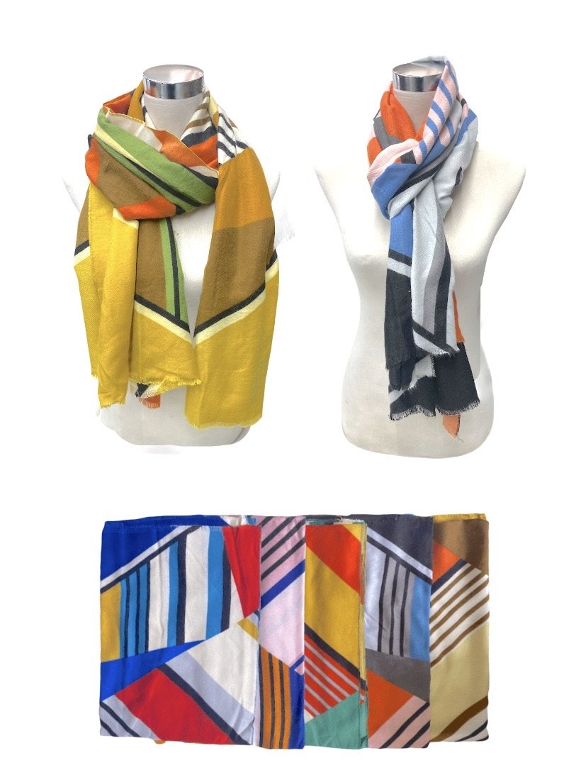 Écharpe châle motif géométrique 180x70 (x6) 4,90€/unité | Grossiste-pro