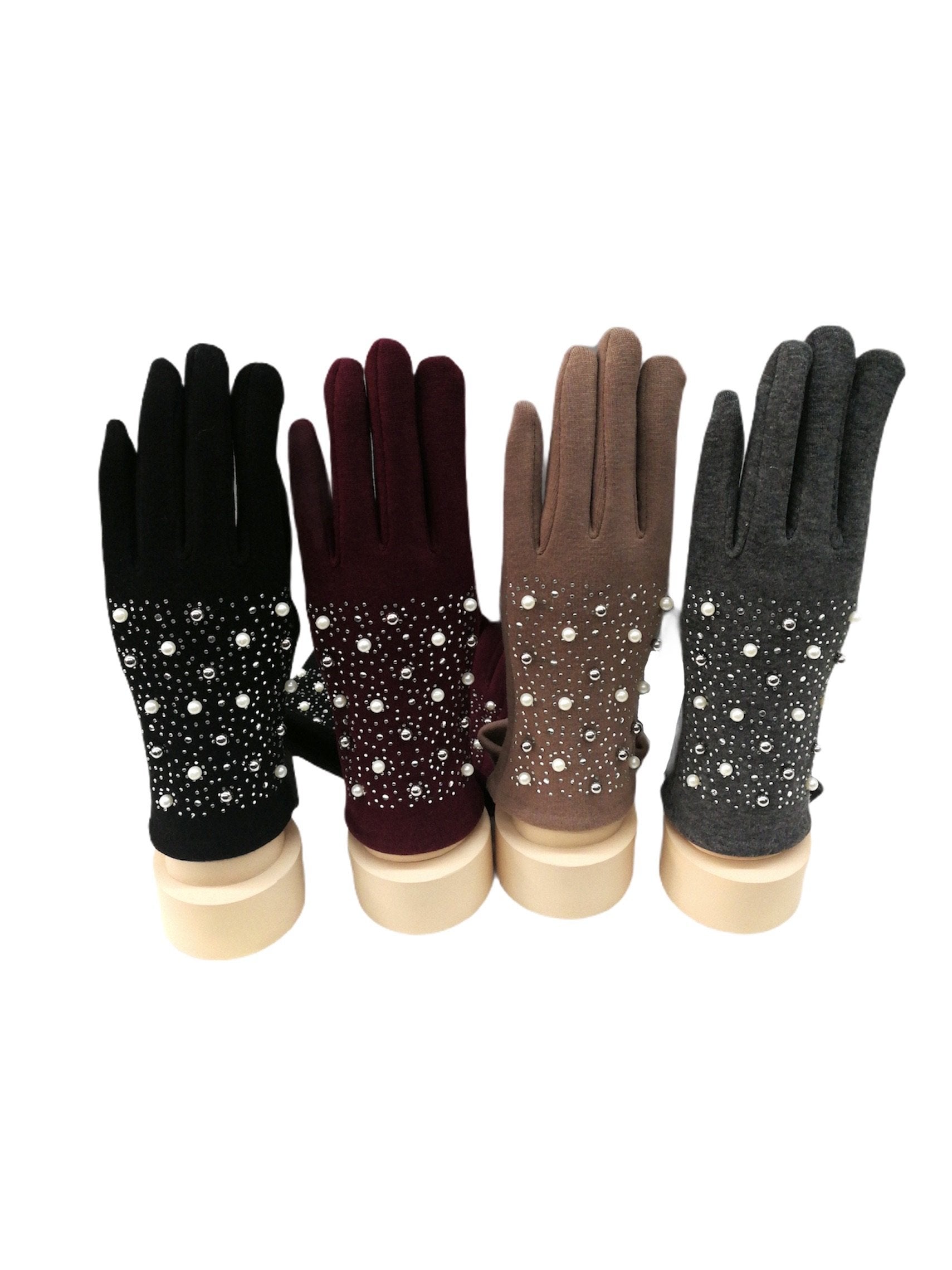 Gants tactiles perles doublure (x12) 3,50€/paire | Grossiste-pro