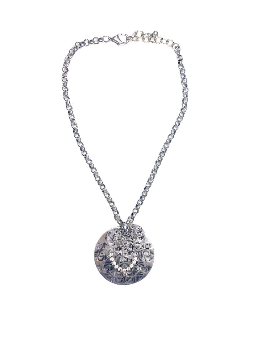 Collier sautoir fantaisie Chaîne duo rond forme coeur