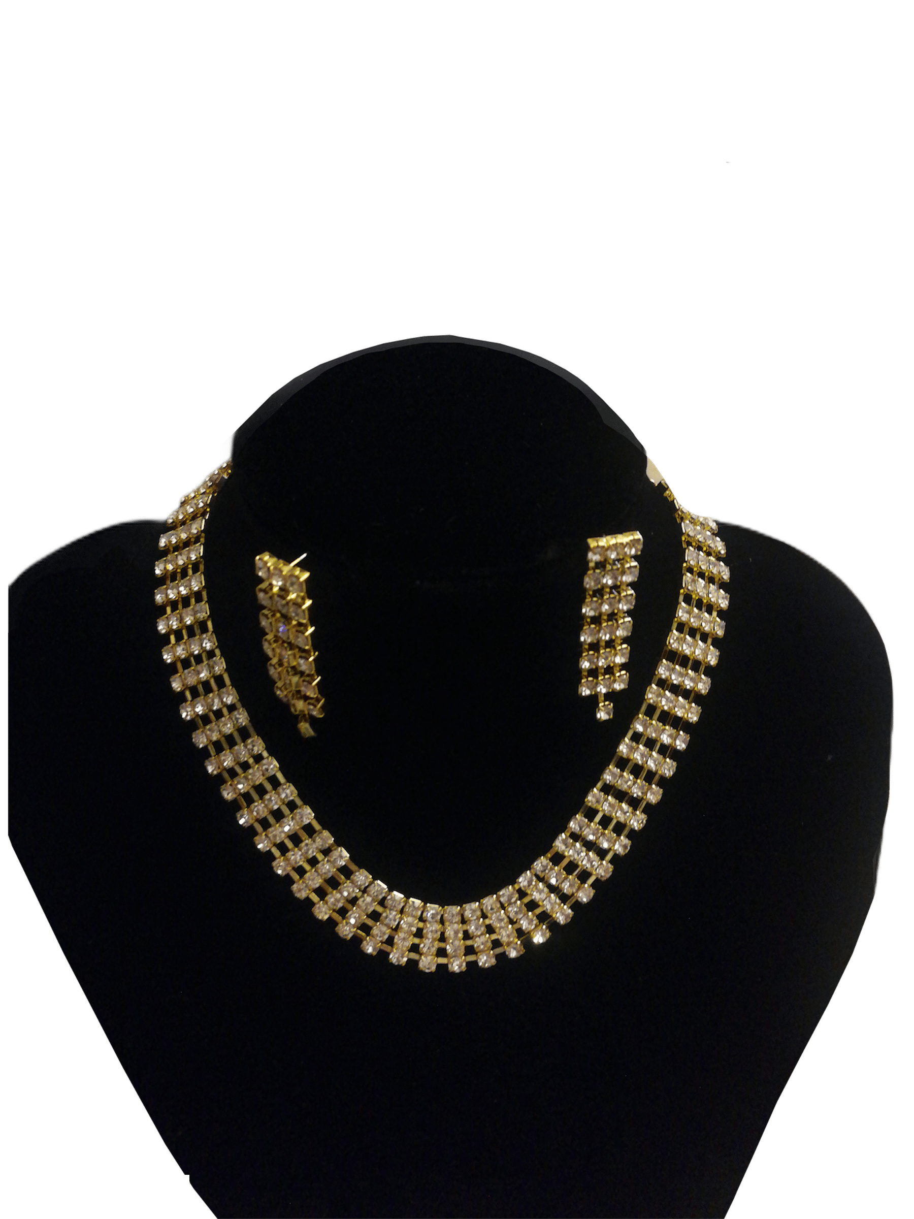 MARIAGE - LOT DE 3 - Parure Collier Boucles d'oreilles tour de cou doré 4,90€/unité | Grossiste-pro