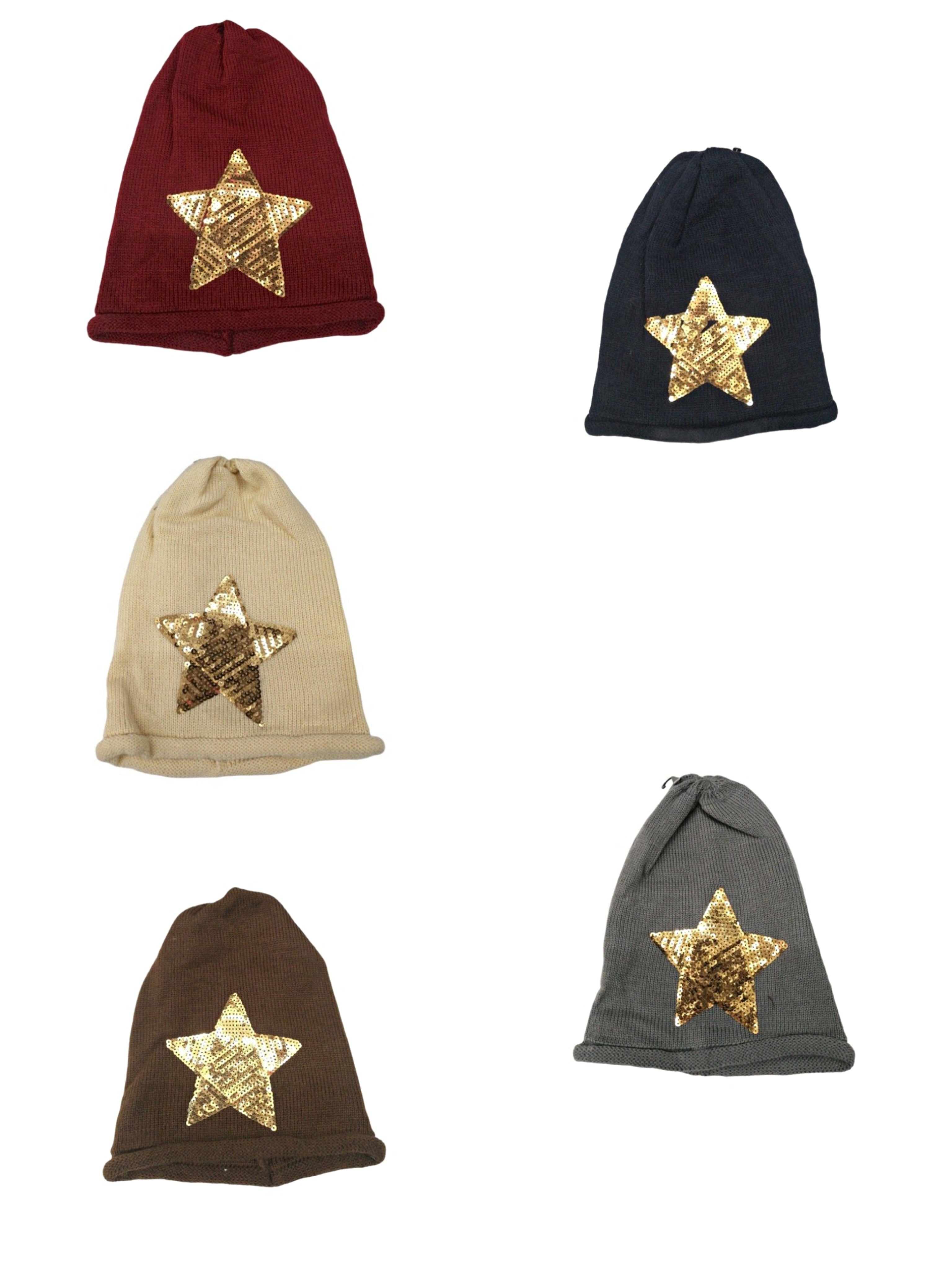 Bonnet long slouch motif étoile (x12)