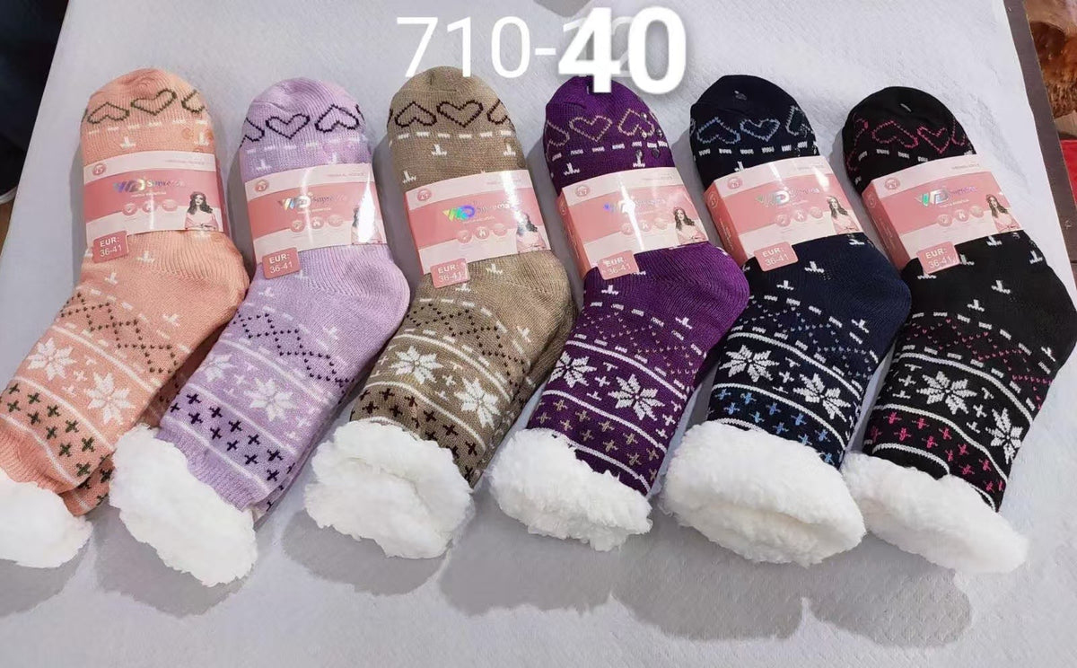 FEMME Chaussettes fourrées  Hiver  T36-41 (x12)#40
