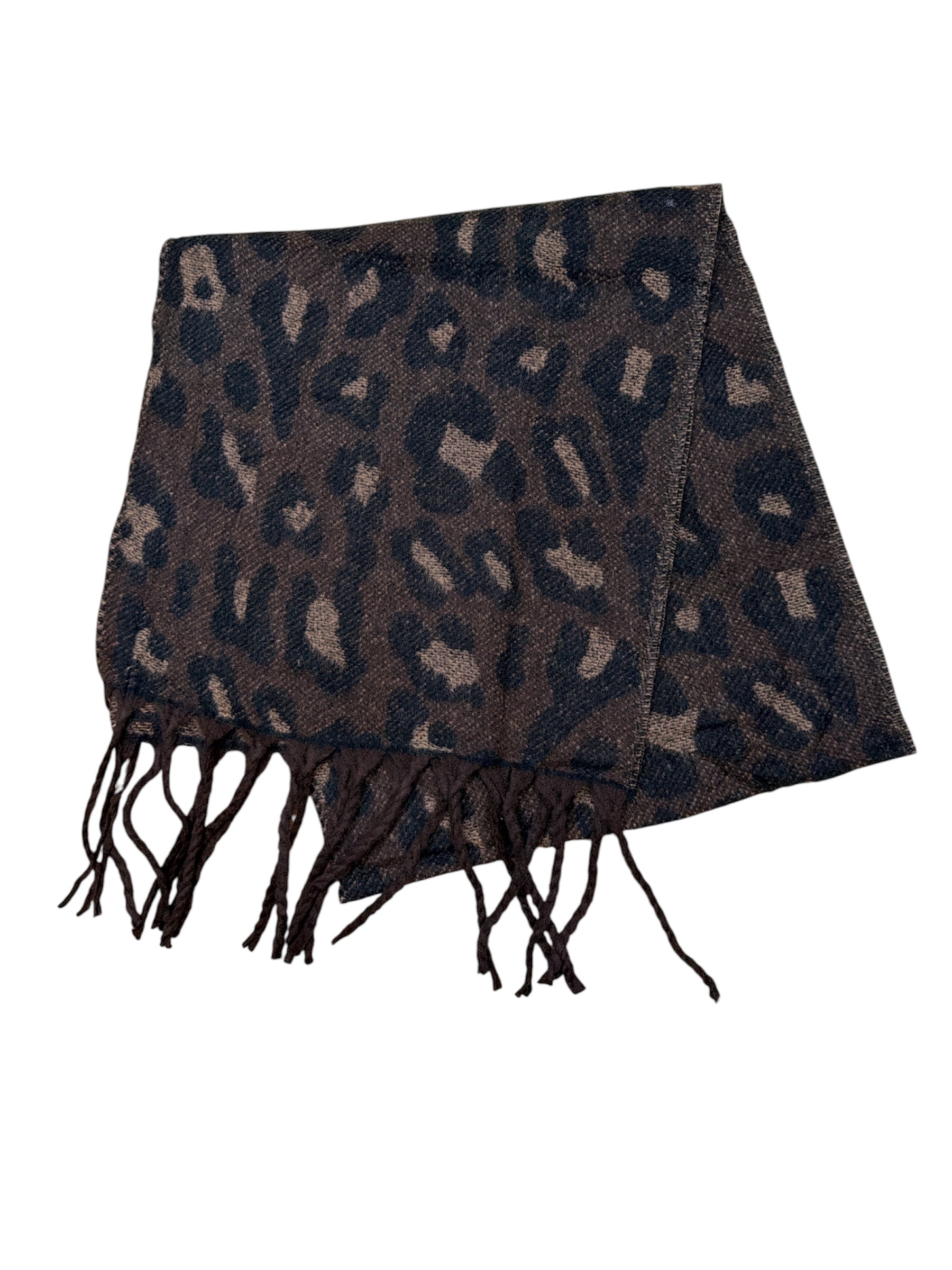 Écharpe à motif léopard avec franges, chaude automne‑hiver (x12)#22