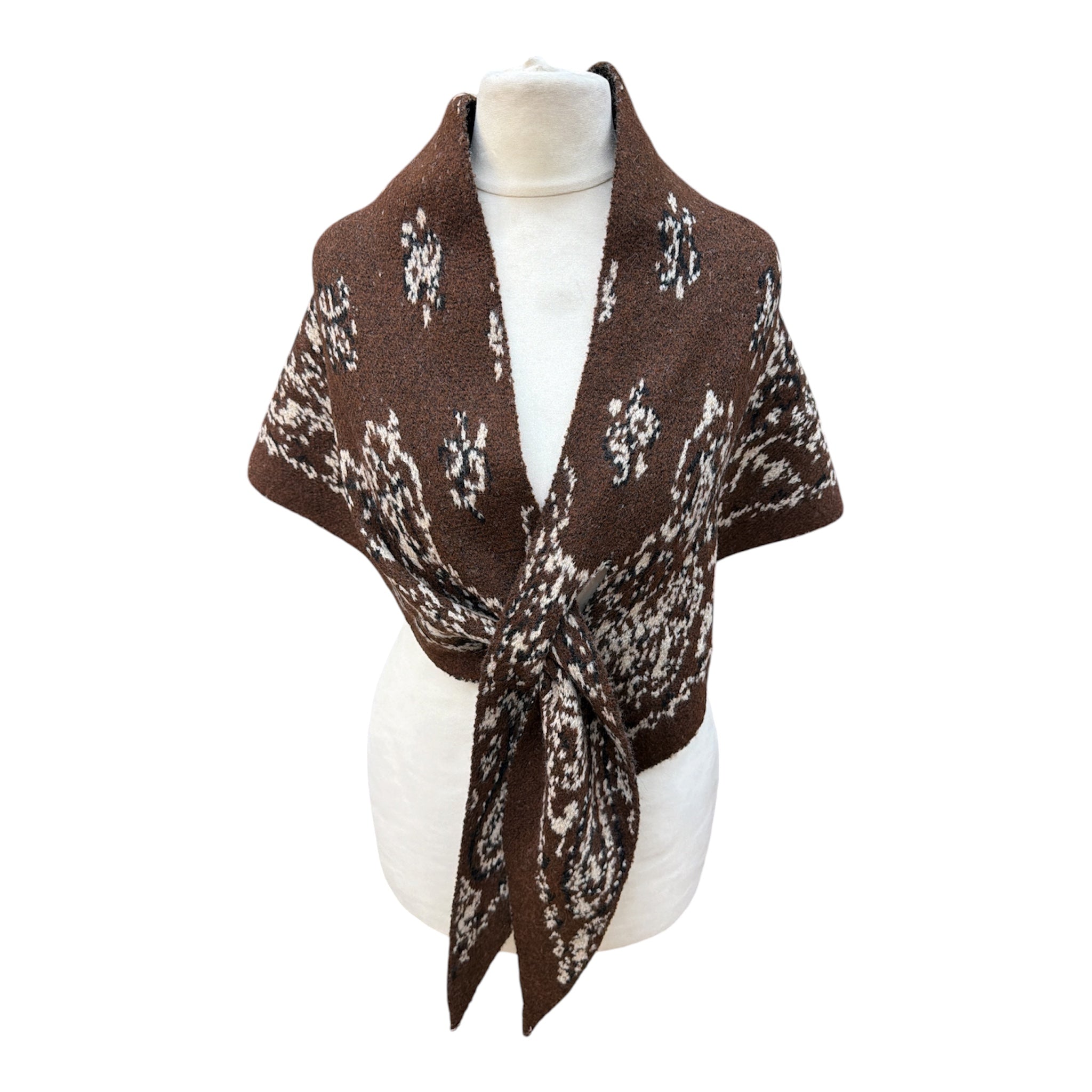 Foulard triangle motif cachemire paisley, châle poncho femme automne‑hiver（x6)
