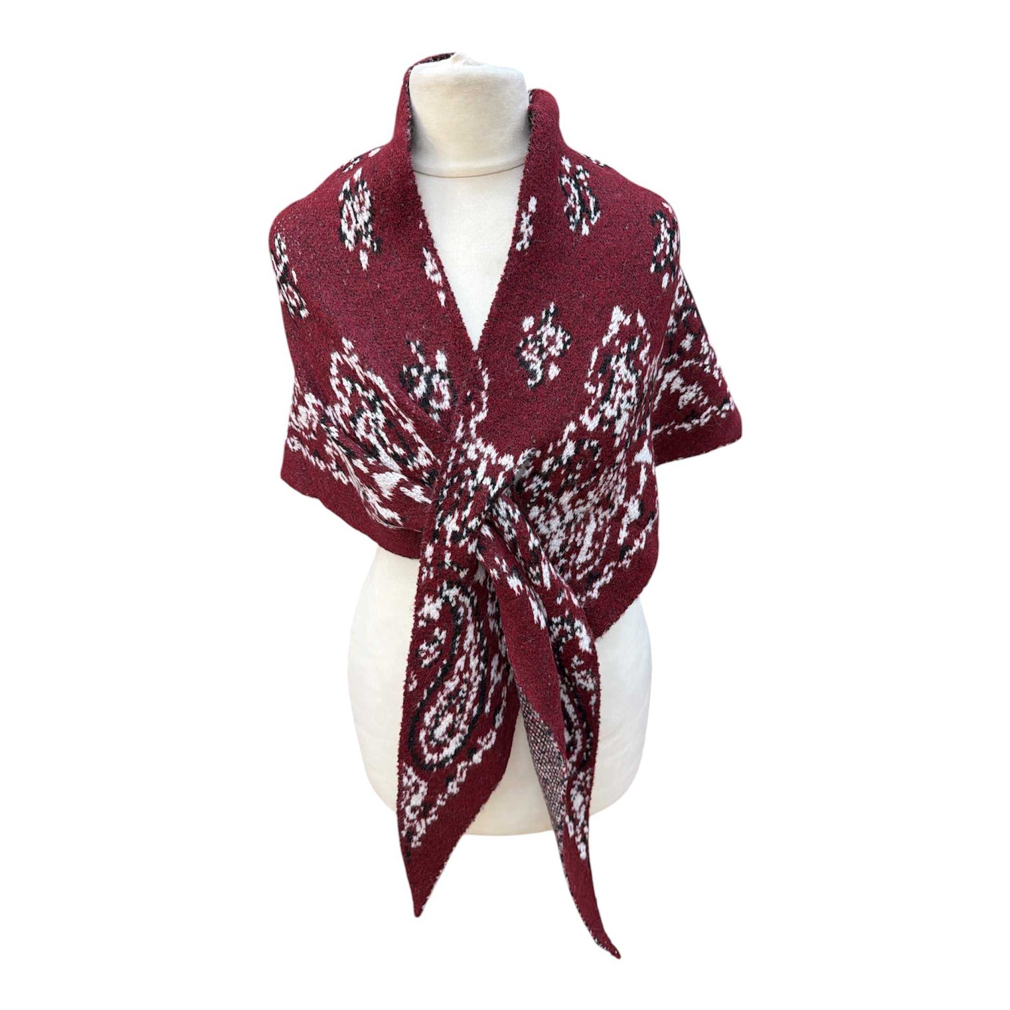 Foulard triangle motif cachemire paisley, châle poncho femme automne‑hiver（x6)