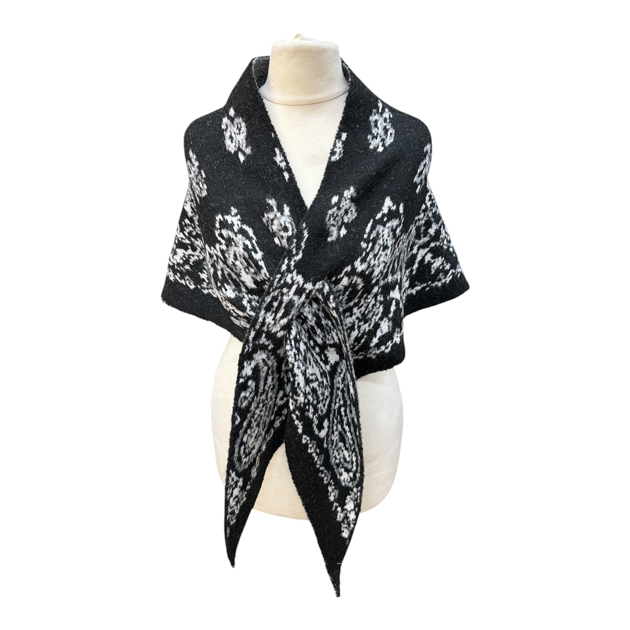 Foulard triangle motif cachemire paisley, châle poncho femme automne‑hiver（x6)