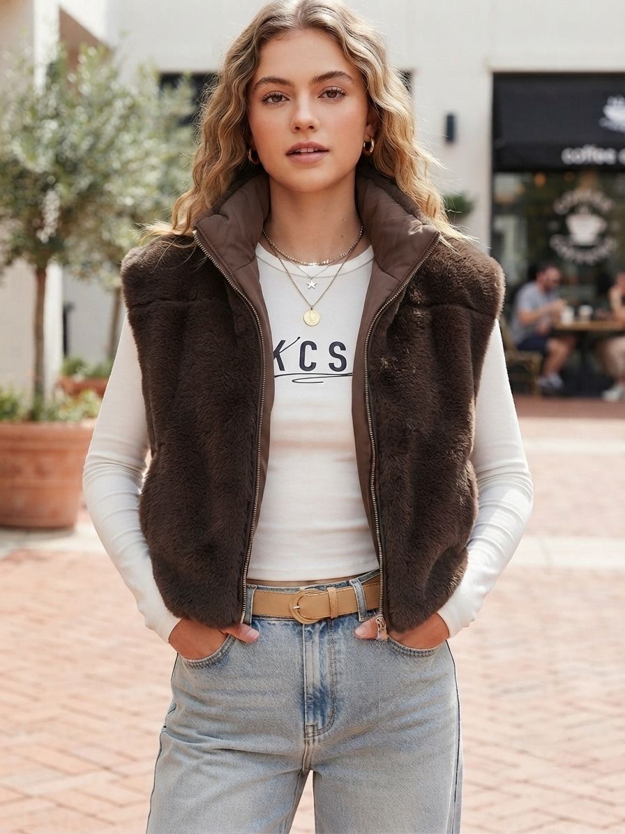 Gilet réversible en fausse fourrure (x4)